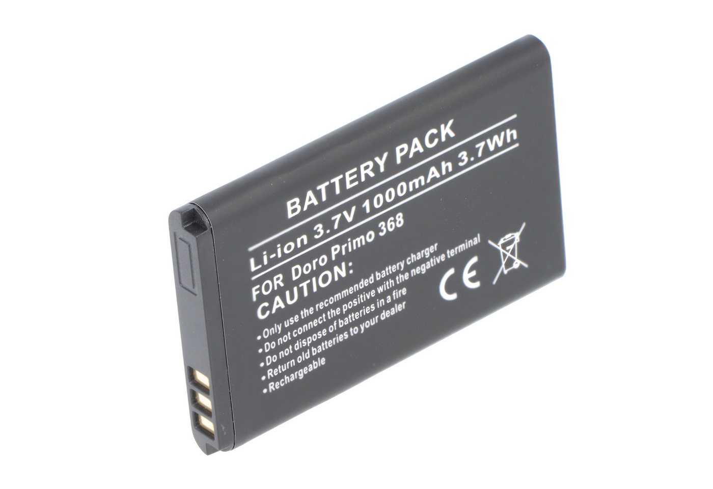 AccuCell Akku passend für Doro Primo 368, Maße 53,1x33,8x5,4mm, Li-ion Doro RC Akku 1000 mAh (3,7 V)