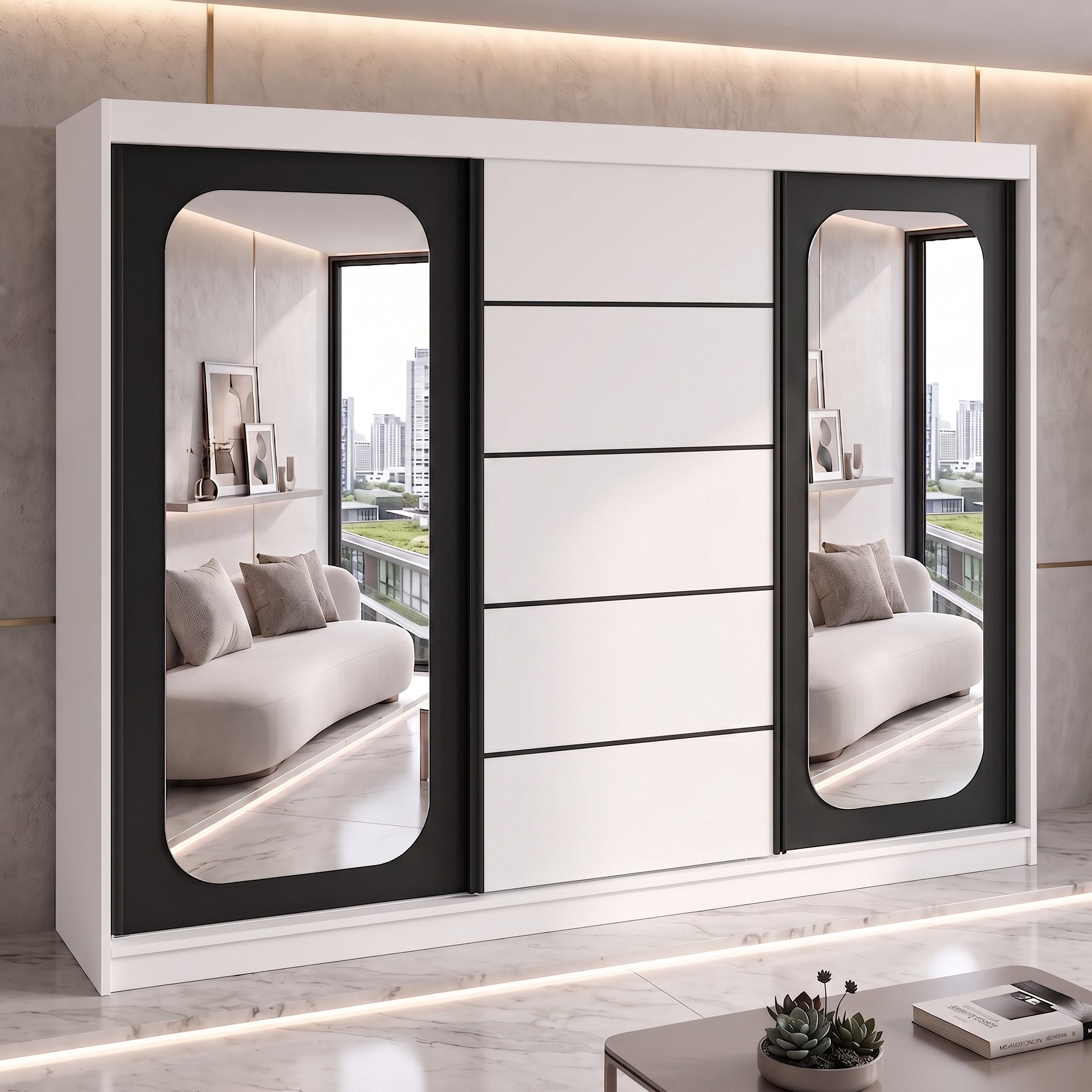 A&J MöbelLand GmbH Schiebetürenschrank BELANO – Moderner Kleiderschrank mit Schiebetüren (Die perfekte Kombination aus modernem Design, hoher Funktionalität und – Bild 2 von 5