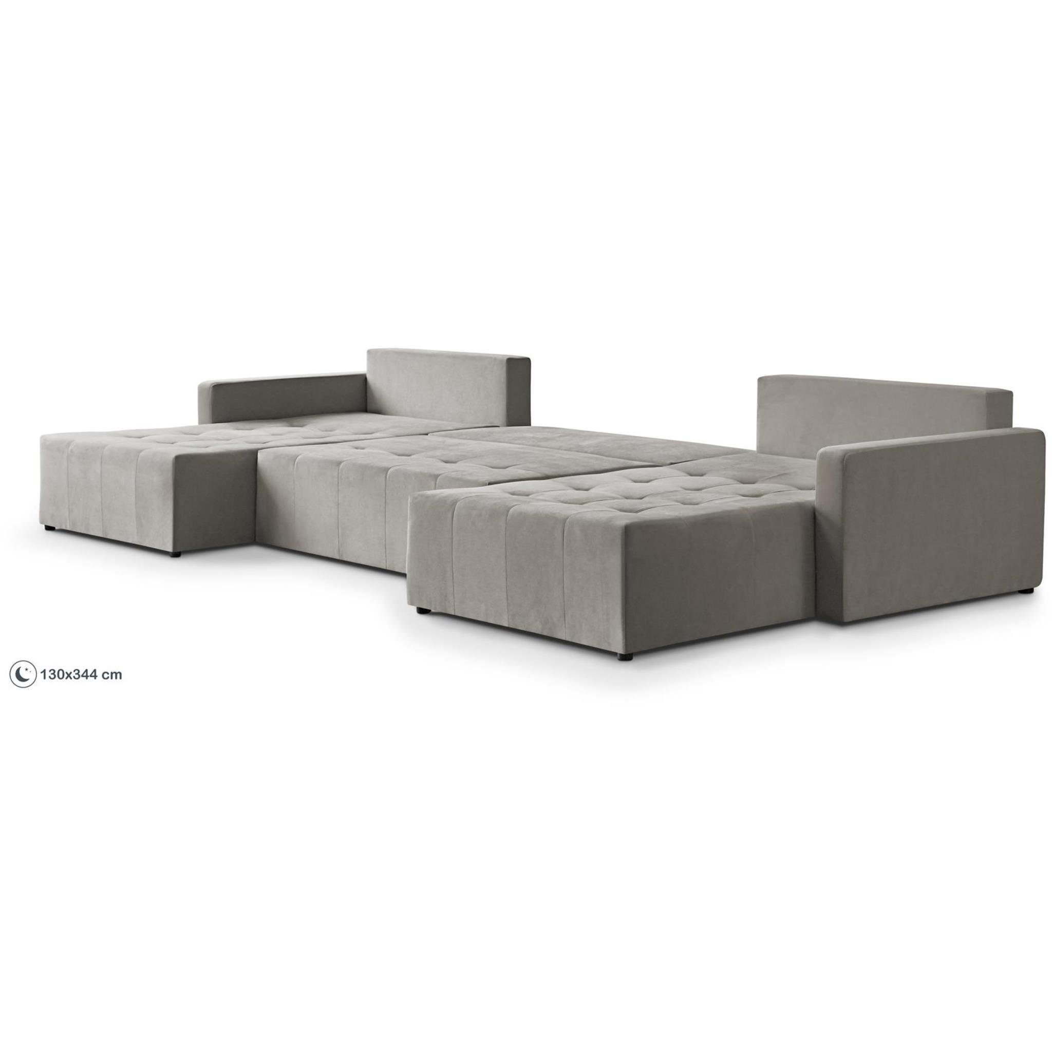 Sofa (paros U, stilvoll Beige Bettkasten, Schlaffunktion, Bettfunktion, Corner Beautysofa 02) U-Form mit Ecksofa Ecke Lounge Bono