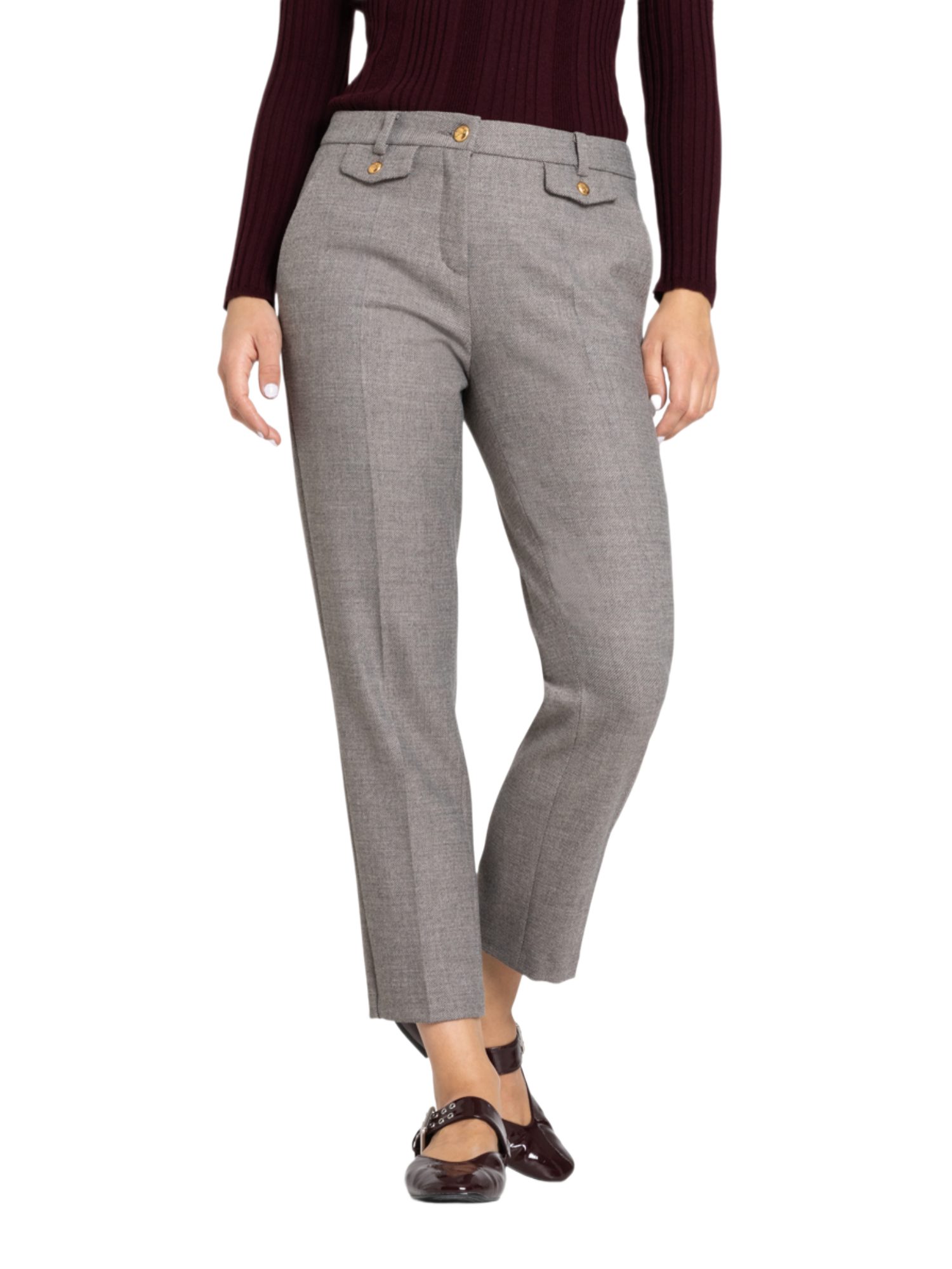 Cambio Stoffhose grau, Casual, Baumwolle, Unifarben, Tapered Fit, Mittel