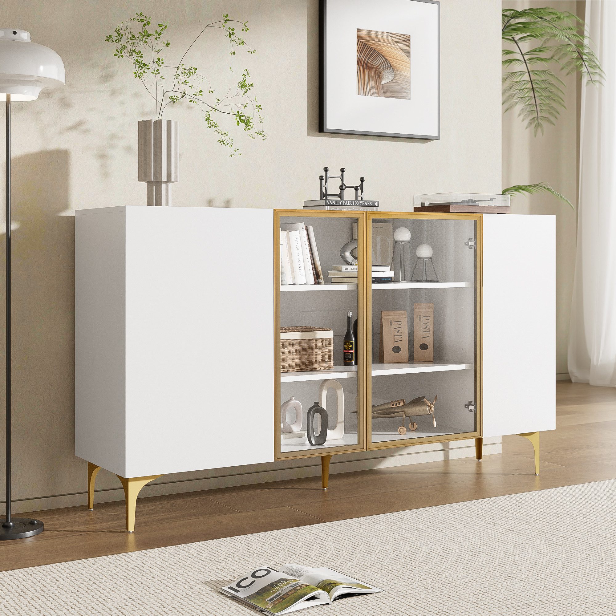 BlingBin Sideboard Buffetschrank Anrichte Bücherschrank Glastürenschrank günstig online kaufen