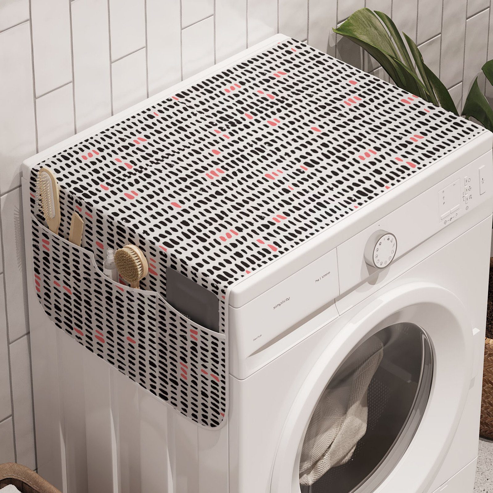 Einfacher Brushstroke für und Abakuhaus Waschmaschine Anti-Rutsch-Stoffabdeckung Trockner, Abstrakt Badorganizer Shapes