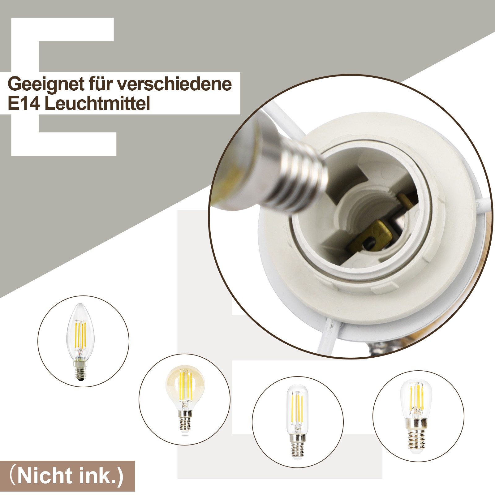 ZMH Deckenstrahler 2 Flammig E14 Vintage Schwarz/Weiß Küchenlampe Wohnzimmer Flur, Dreh- und Schwenkbar, ohne Leuchtmittel, Schwenkbar 350° Vintage Deckenkeucht – Bild 4 von 5