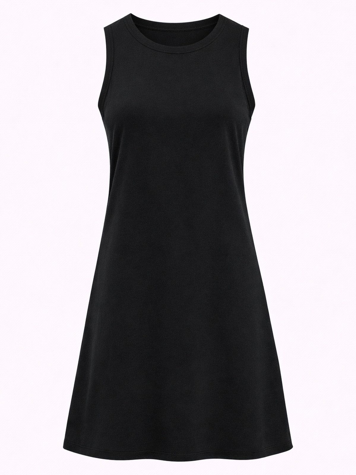 Sommerkleid Ärmelloses Kleid Damen A-Linie Jersey Baumwolle Unifarben