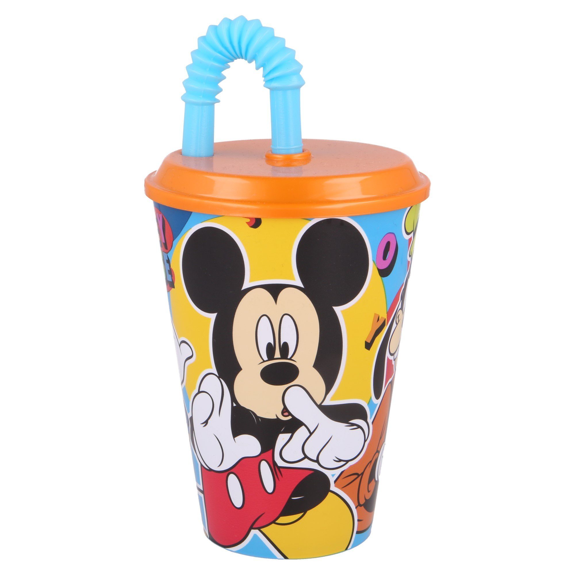 Mouse mit Deckel Trinkhalm Mickey BPA und Kunststoff, Disney Kinderbecher, 430 frei ml