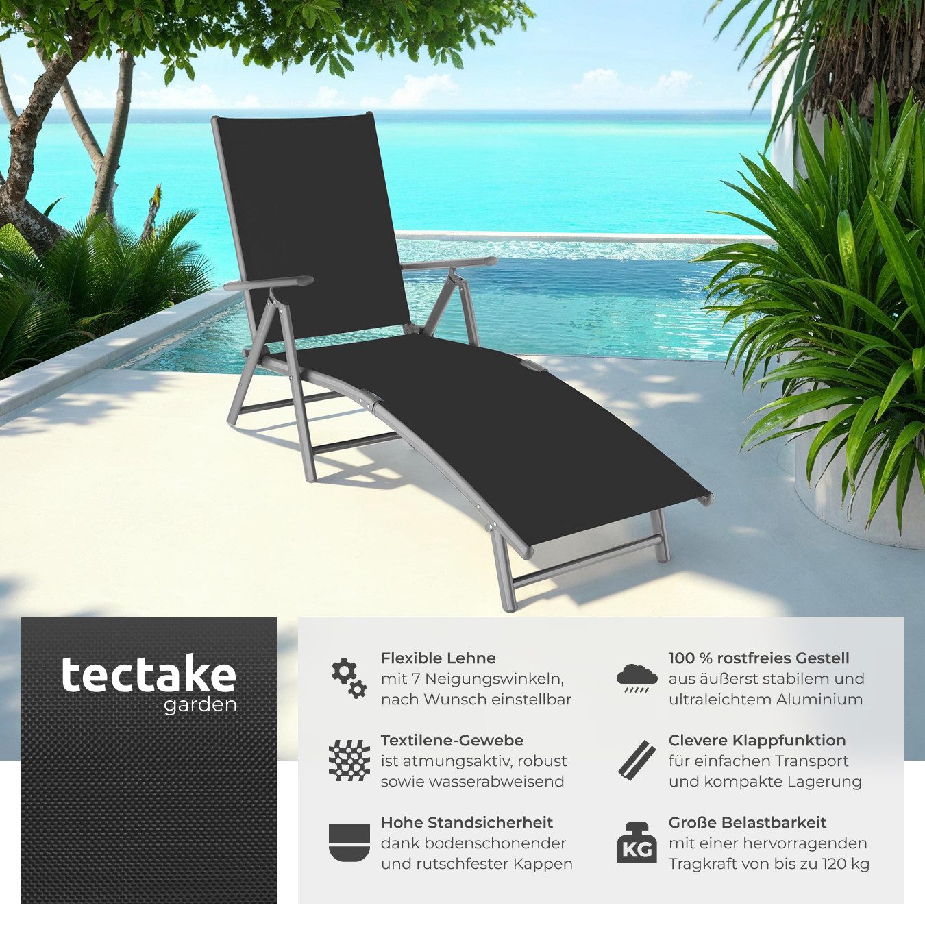 tectake Gartenliege Sonnenliege Marisol aus Aluminium, günstig online kaufen