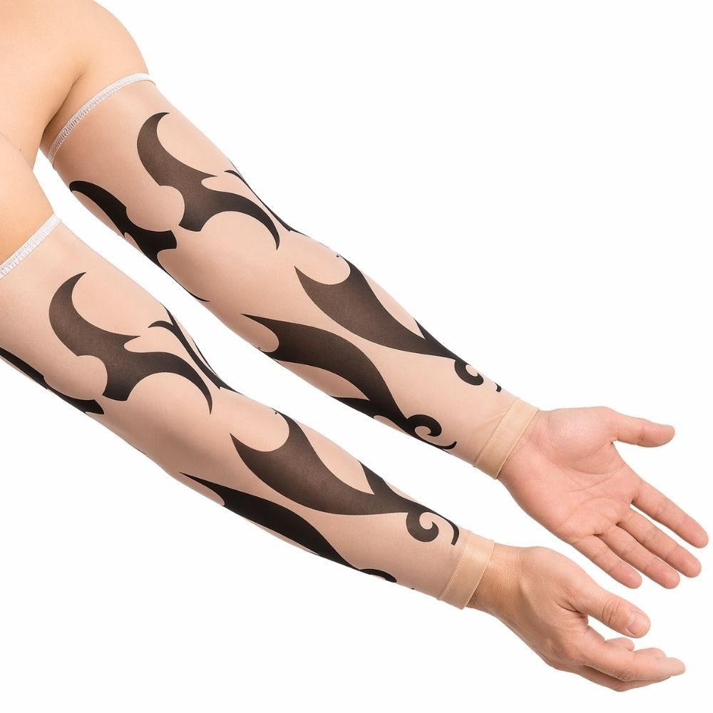 Kaiser24 Armstulpen Tattoo Armstulpen 1 Paar Schwarz Sleeves Herren Damen Look
