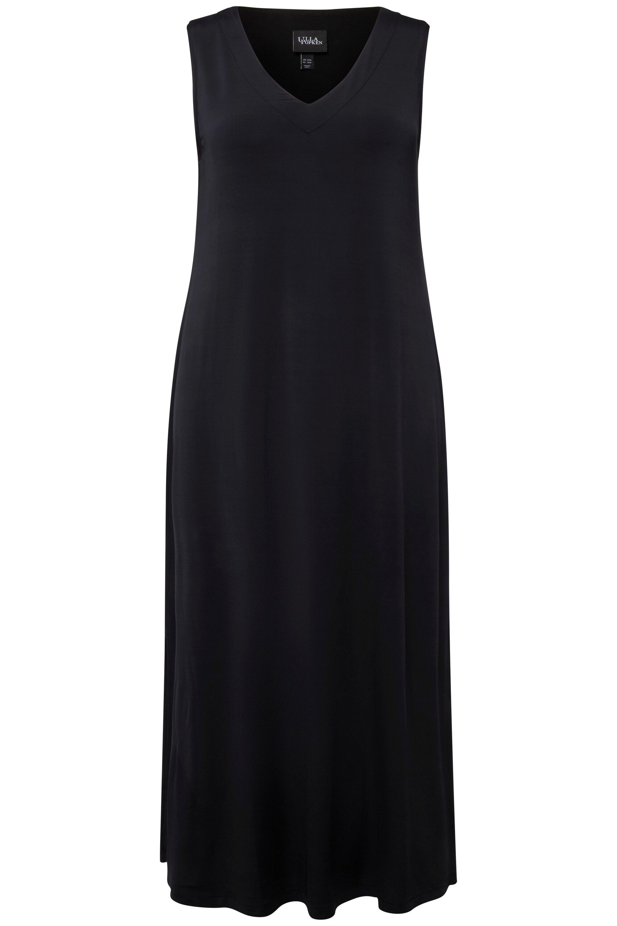 Ulla Popken Jerseykleid Slinky-Midikleid A-Linie V-Ausschnitt günstig online kaufen
