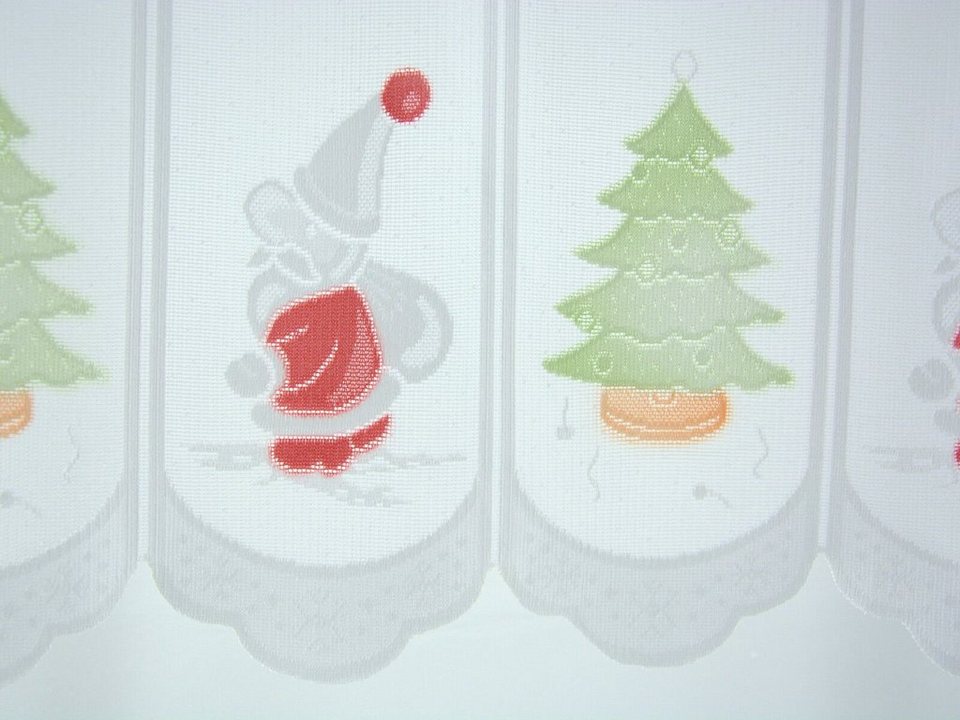 Scheibengardine Scheibengardine Weihnachtsmann Weihnachtsbaum, HxB  50x140cm, Clever-Kauf-24, Stangendurchzug (1 St), transparent,  Scheibengardine, Store