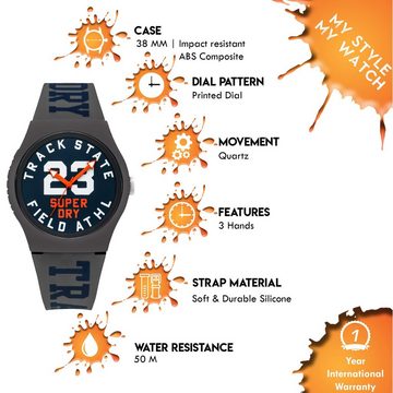 Superdry Quarzuhr, Superdry Unisex Erwachsene Analog Quarz Uhr mit Silicone Armband SYG182UE