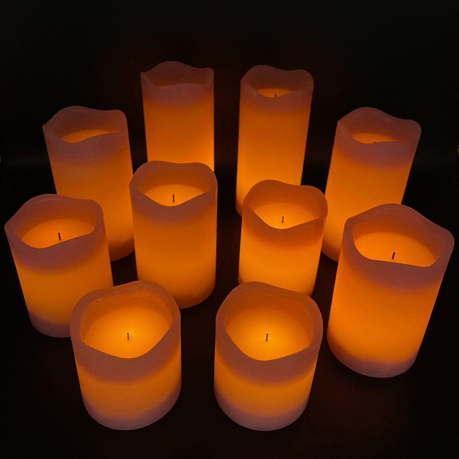 Online-Fuchs LED-Kerze 10er Set LED Stumpenkerzen aus Echtwachs mit Fernbed günstig online kaufen