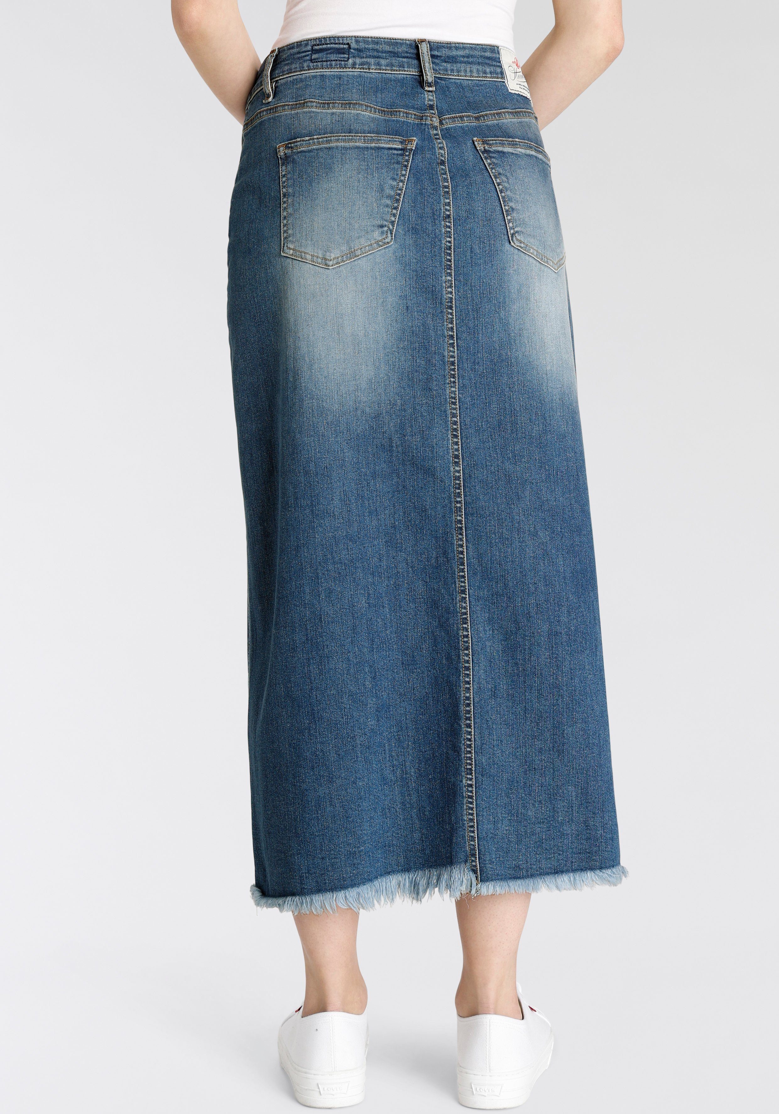 Herrlicher Jeansrock Long Mit Hingucker als Organic Asymmetrischem Bund Denim Skirt Mäze