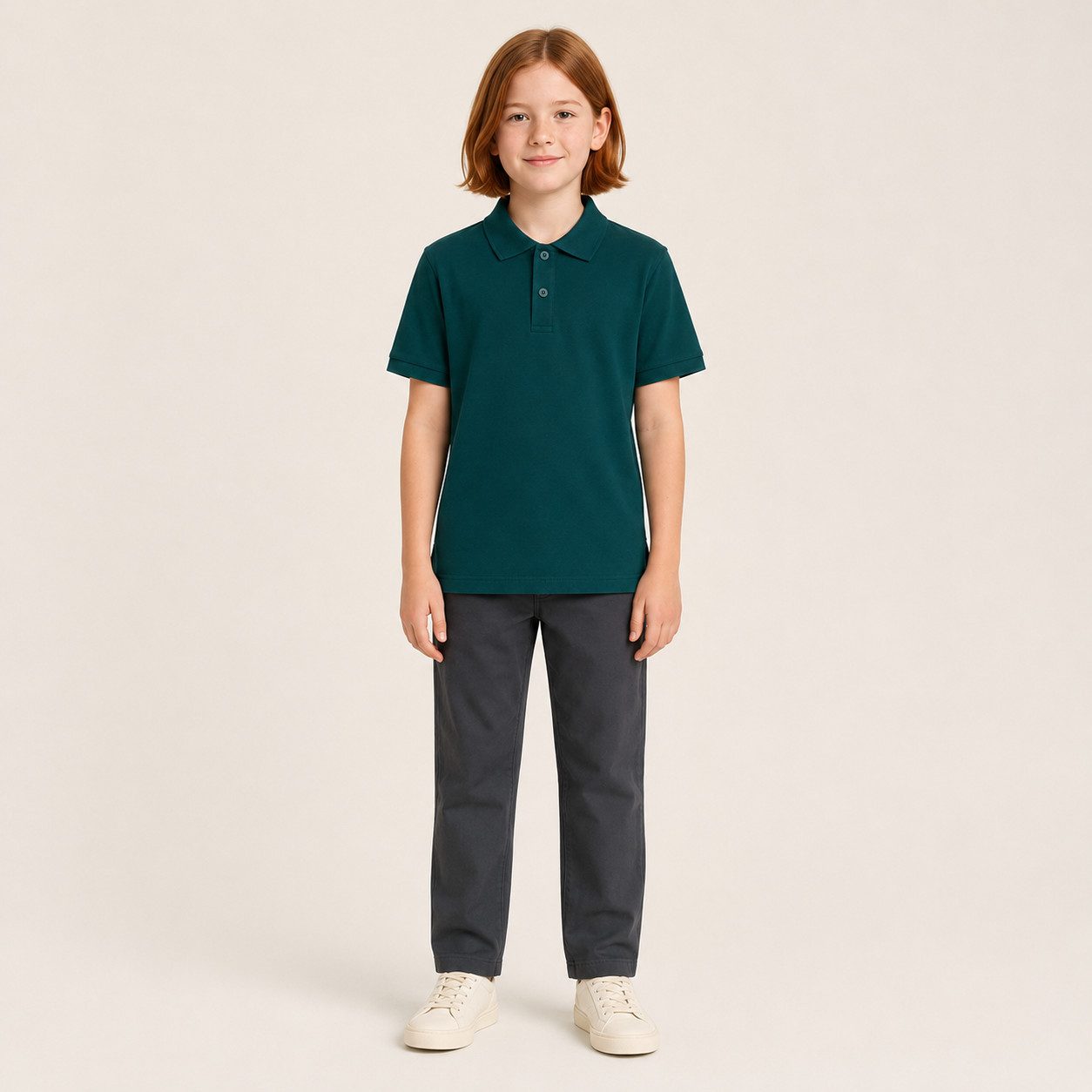 Sitztgut Poloshirt Kinder Polo-Shirt aus Bio-Baumwolle (1-tlg) Seitenschlitze, verlängertes Rückenteil und Transfer-Necklabel