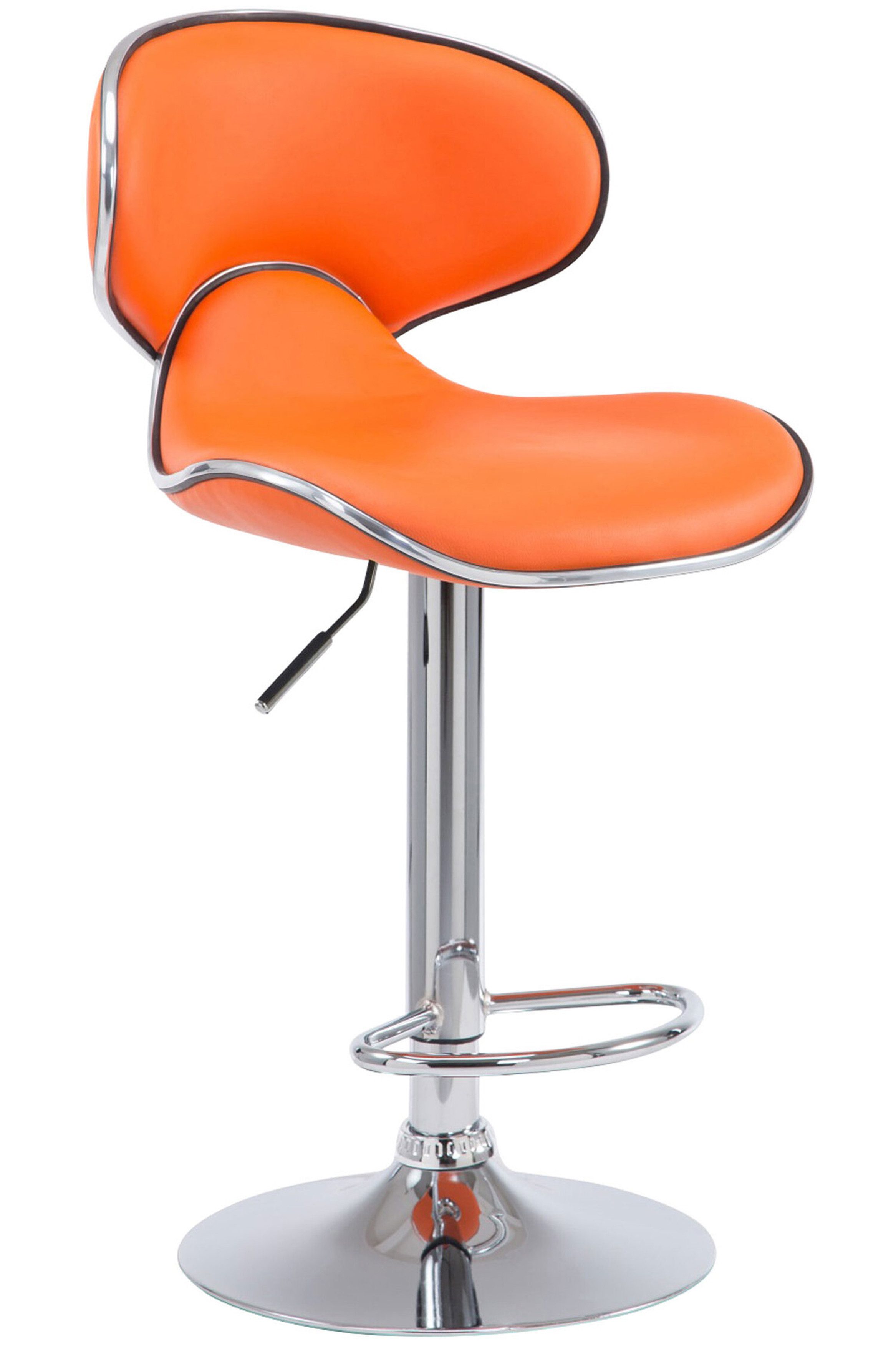 TPFLiving höhenverstellbar (Barstuhl mit Rückenlehne- - Thekenhocker - Hocker für Küche), 360° drehbar - Gestell: Metall chrom - Sitzfläche: Kunstleder Orange