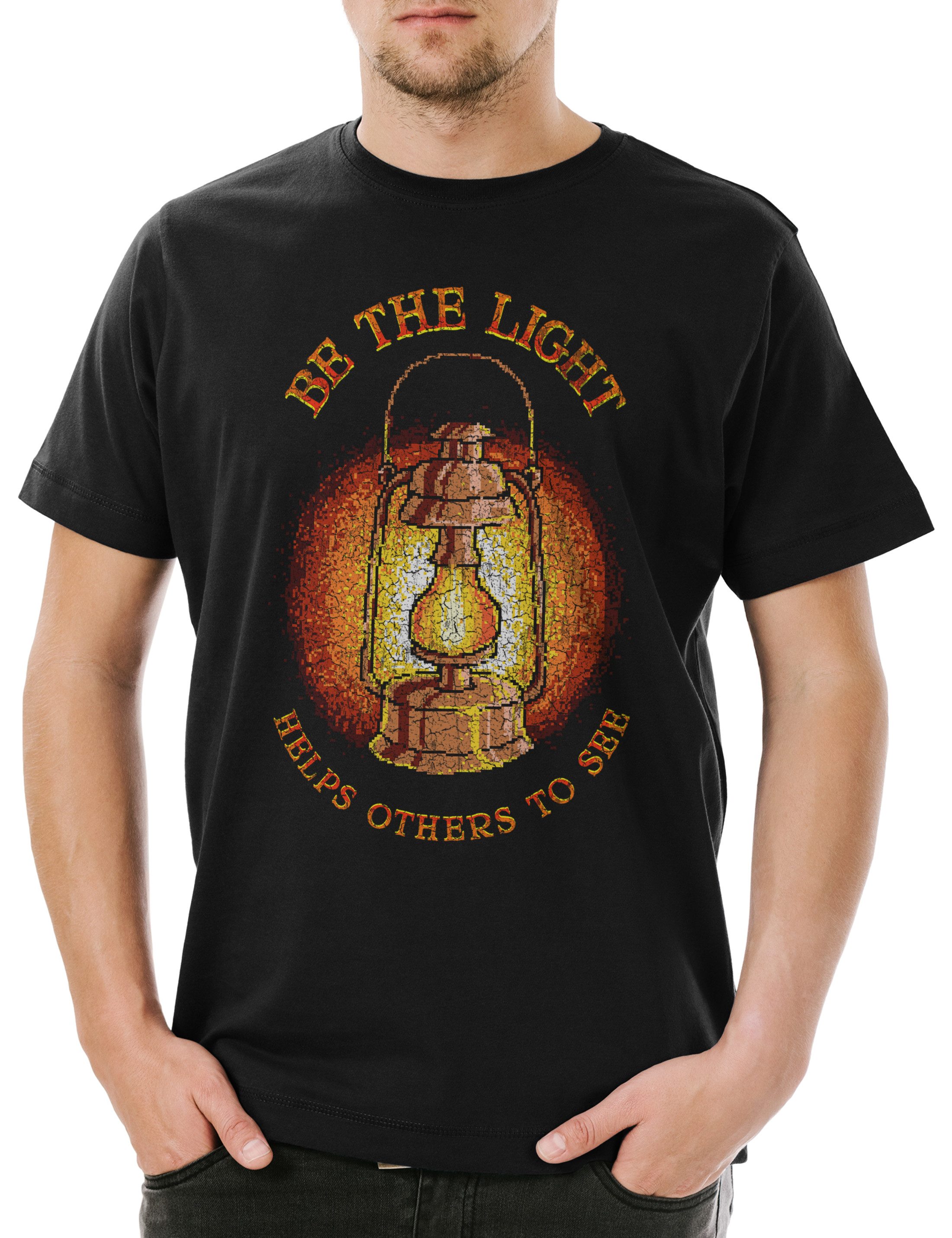 Print-Shirt Urban Backwoods Be The Light Herren T-Shirt Schwarz Größe 2XL