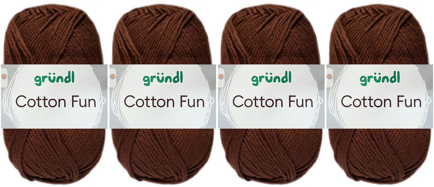 Gründl 4x50 Gramm Gründl Cotton Fun Wollset (von einer Farbe) Häkelwolle