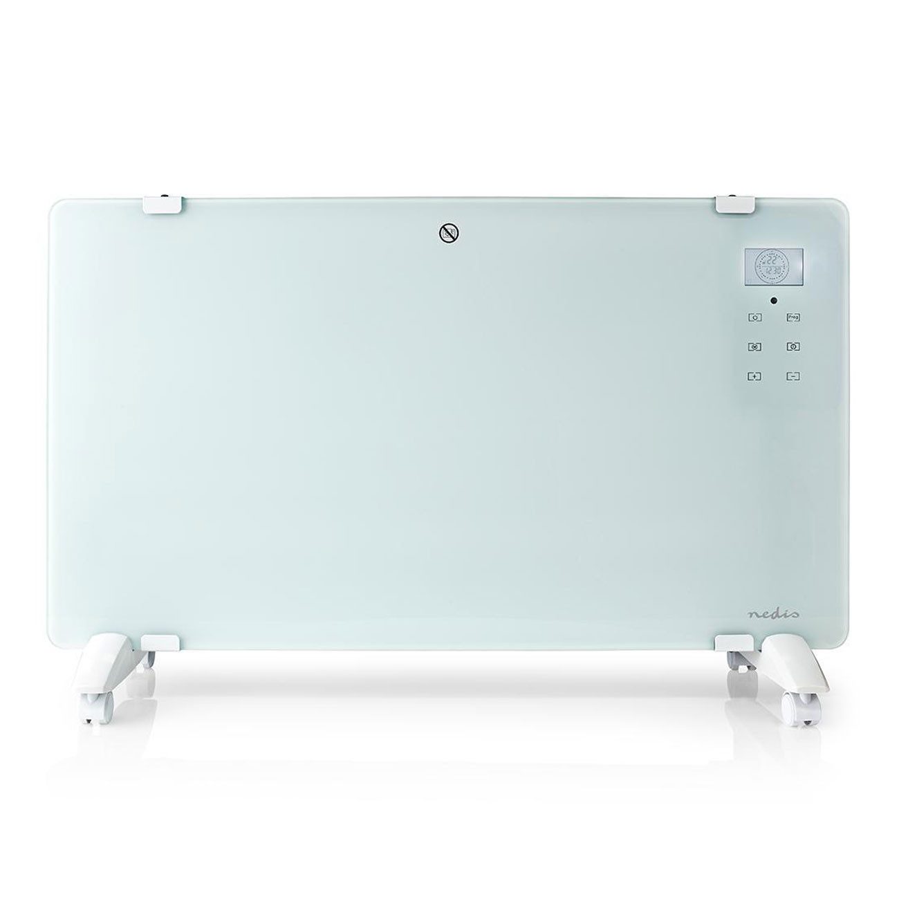 Nedis Konvektor WLAN-Konvektorheizung 2000W, Smart-App, Glasfront & IP24 in Weiß, Smart-App, Glasfront, IP24 Bad, Alexa & Rollen, 15 °C bis 35 °C