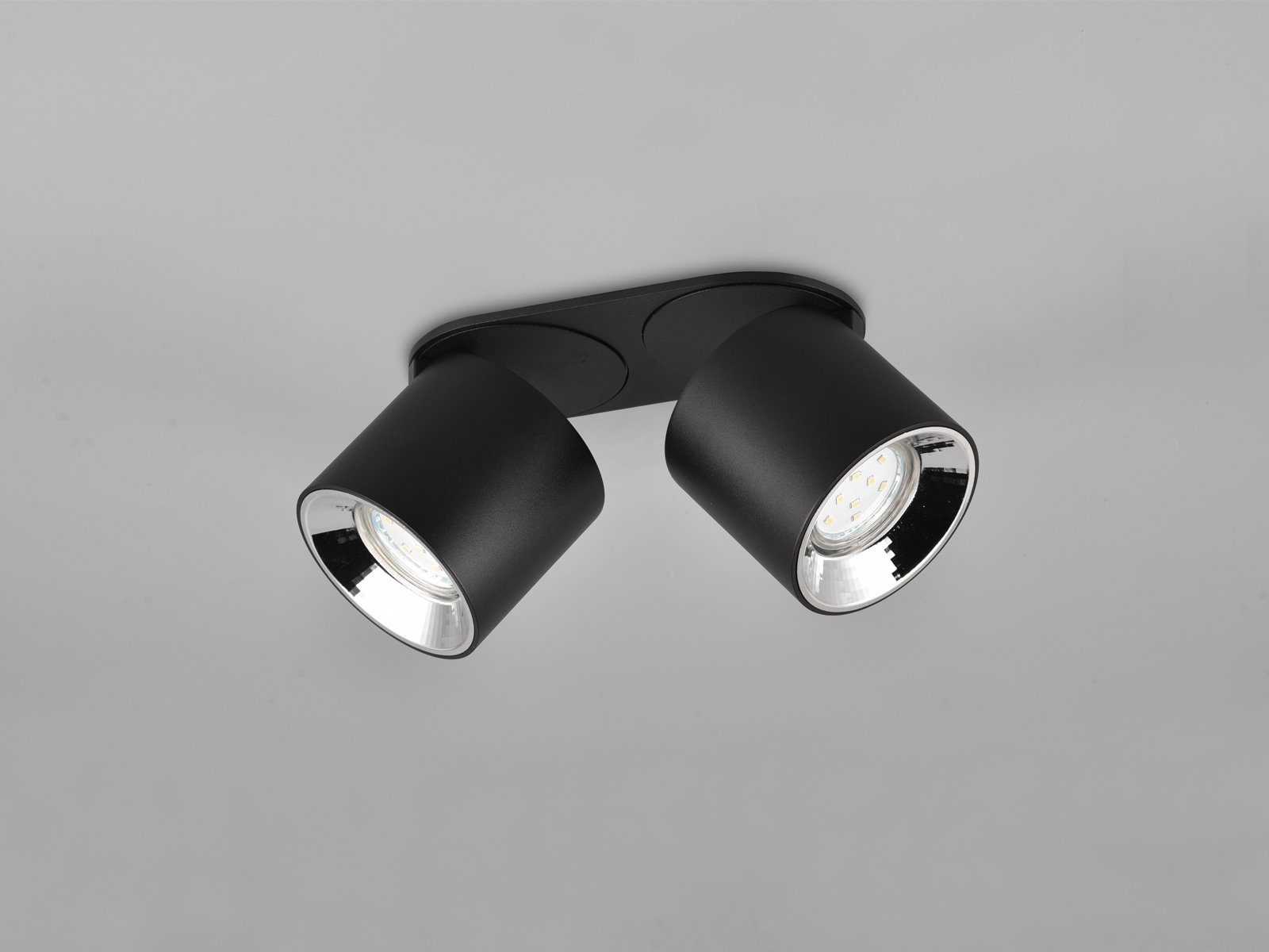 TRIO Leuchten LED Deckenstrahler, Dimmfunktion, LED wechselbar, Warmweiß, Wandstrahler innen, dimmbar über Schalter, Aufbauspots Schwarz 18cm