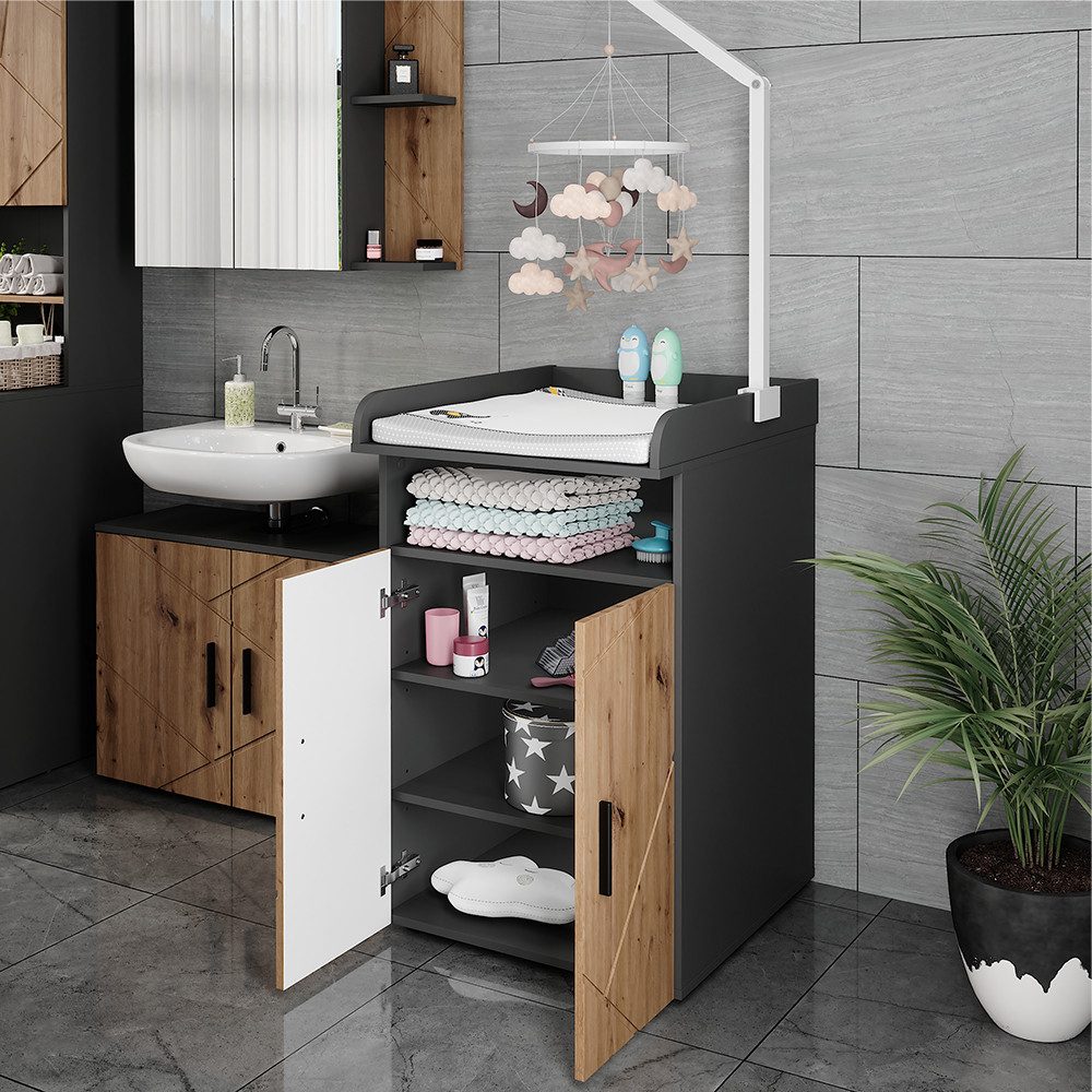 Vicco wrap chest of drawers Irma, anthracite/artisan, 60 x 97 cm with wrap attachment