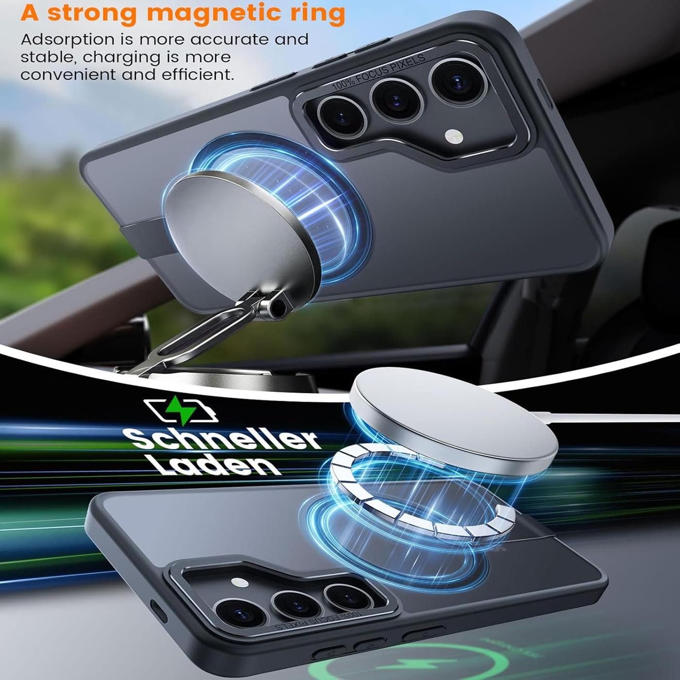CoolGadget Handyhülle Kickstand Hybrid Hülle für Samsung Galaxy S25 Ultra 6,9 Zoll, Schutzhülle Militärschutz Ständer kompatibel mit MagSafe Magnetring – Bild 2 von 5