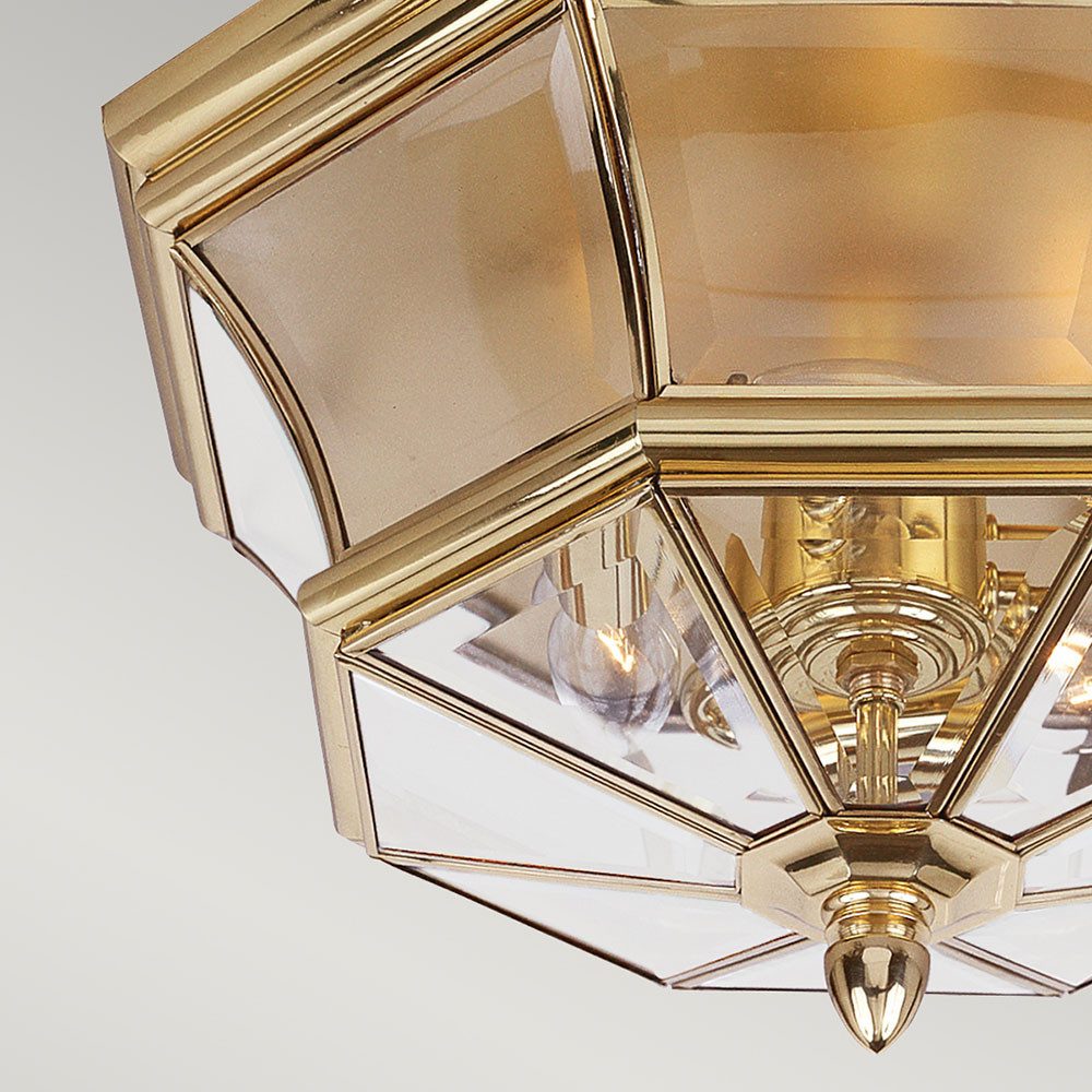 Elstead LIGHTING Außen-Deckenleuchte, Leuchtmittel nicht inklusive, Außenleuchte Deckenleuchte Massives Messing Glas klassisch 3 Flammig