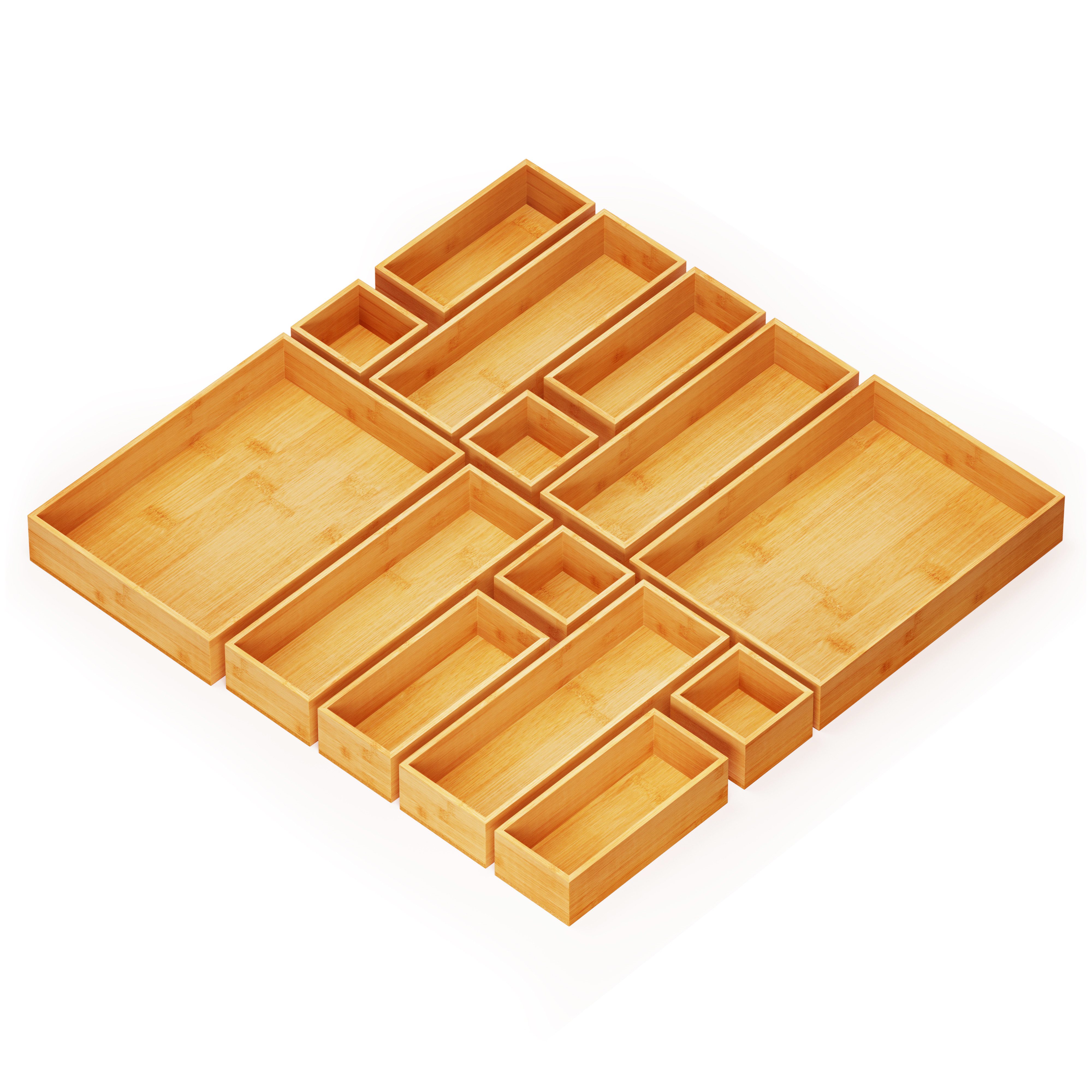 SpaceAid Aufbewahrungsbox Bambus-Schubladenorganizer-Aufbewahrungsboxen-Set günstig online kaufen