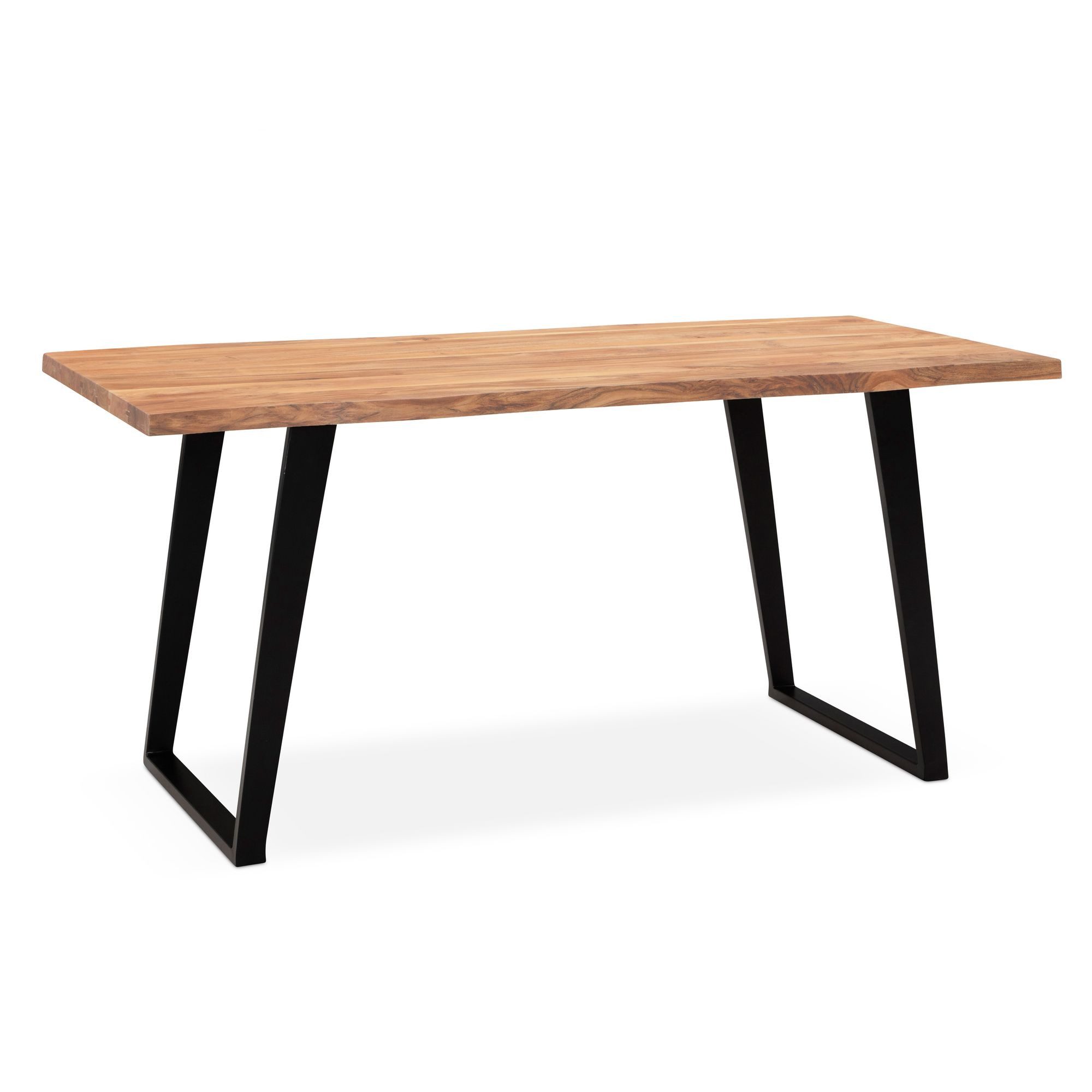 furnicato Schreibtisch Echtholz 180x90x76 cm Goldbraun-Schwarz (1-St), Höhenverstellbare Noppen am Arbeitstisch mit Baumkanten-Optik
