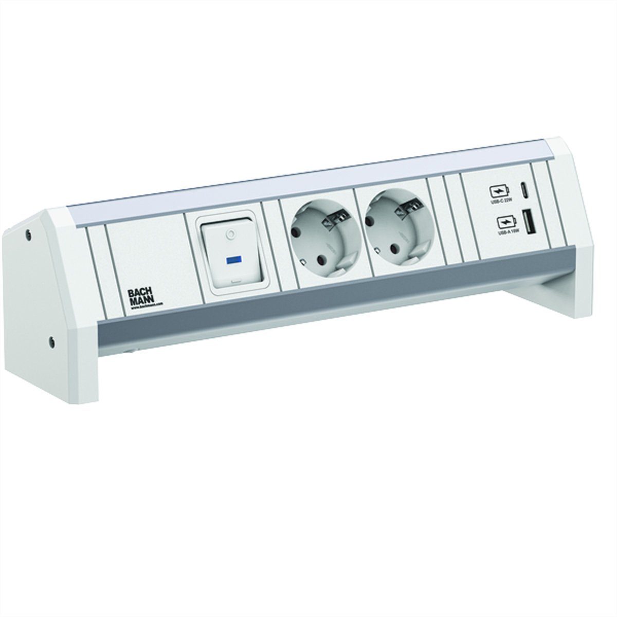 Bachmann DESK 2xCEE7/3 1xSchalter 1xUSB A/C 22W GST18 RAL9010, 902.0291