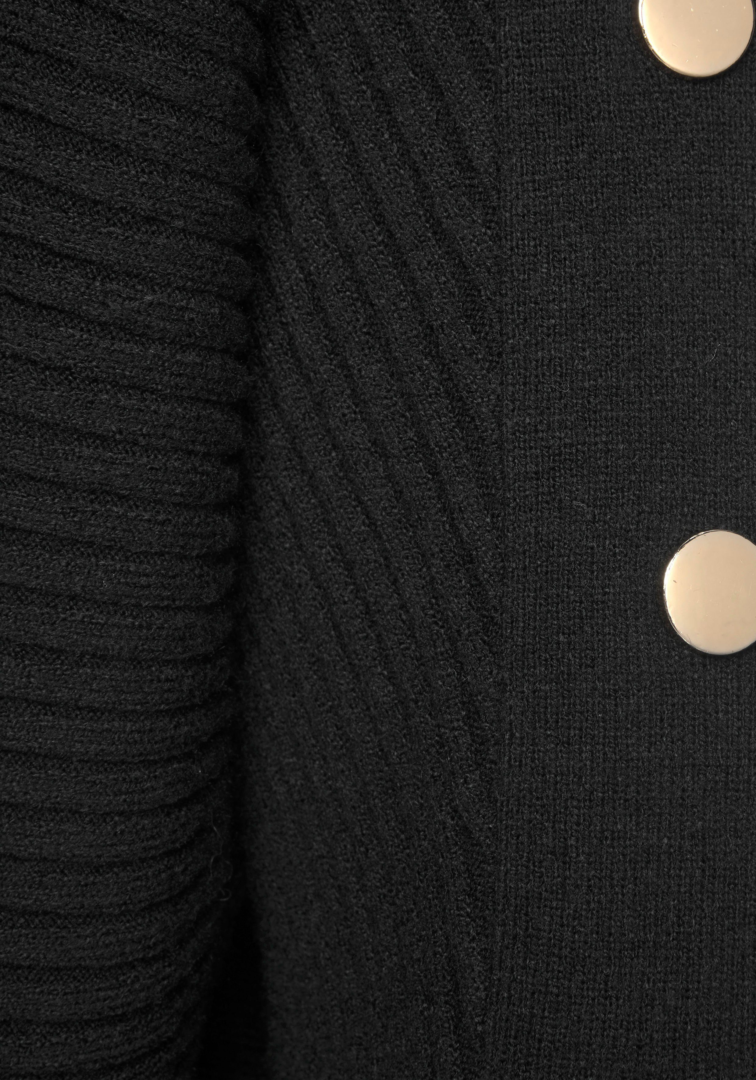 LASCANA Longpullover mit Zieraccessoires am Ärmel, eleganter Strickpullover