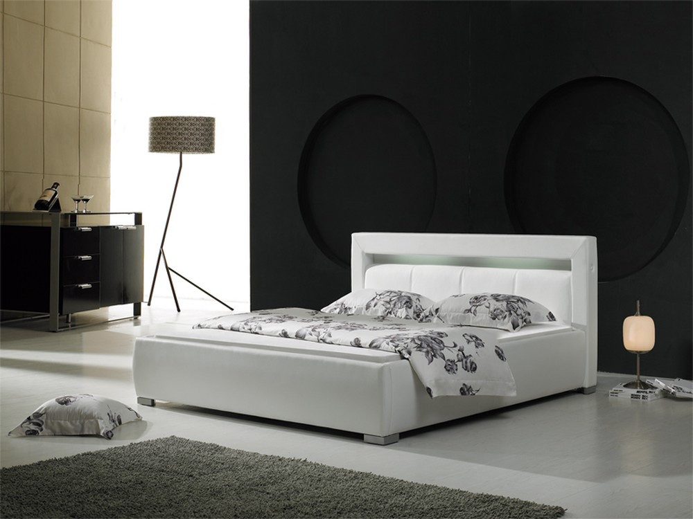 Xlmoebel Polsterbett Luxuriöses Doppelbett mit Lederbezug und integrierter Beleuchtung (Bett), Hergestellt in Europa