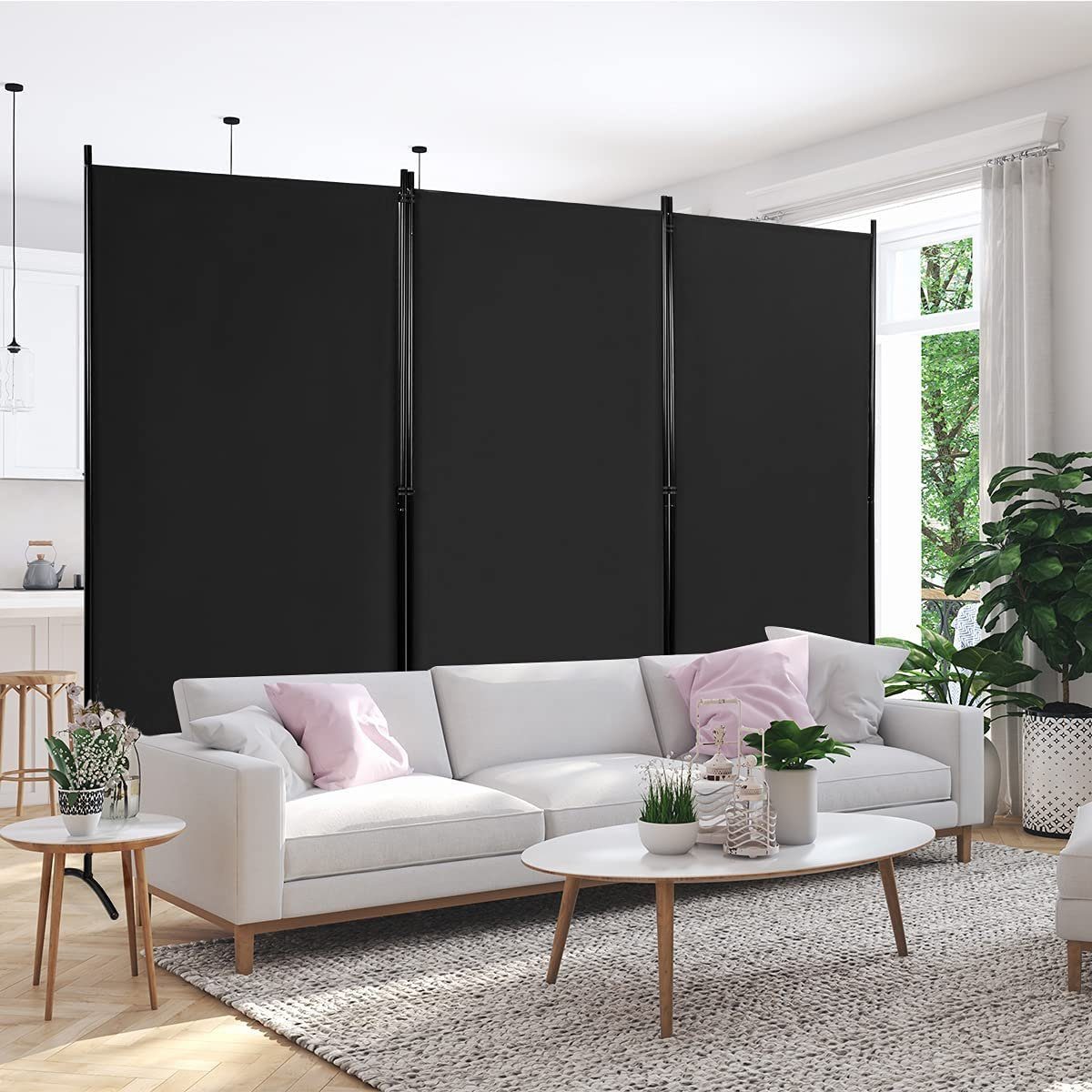 COSTWAY Paravent (3 St), mit verstellbaren Untersetzern, 260 x 183cm günstig online kaufen