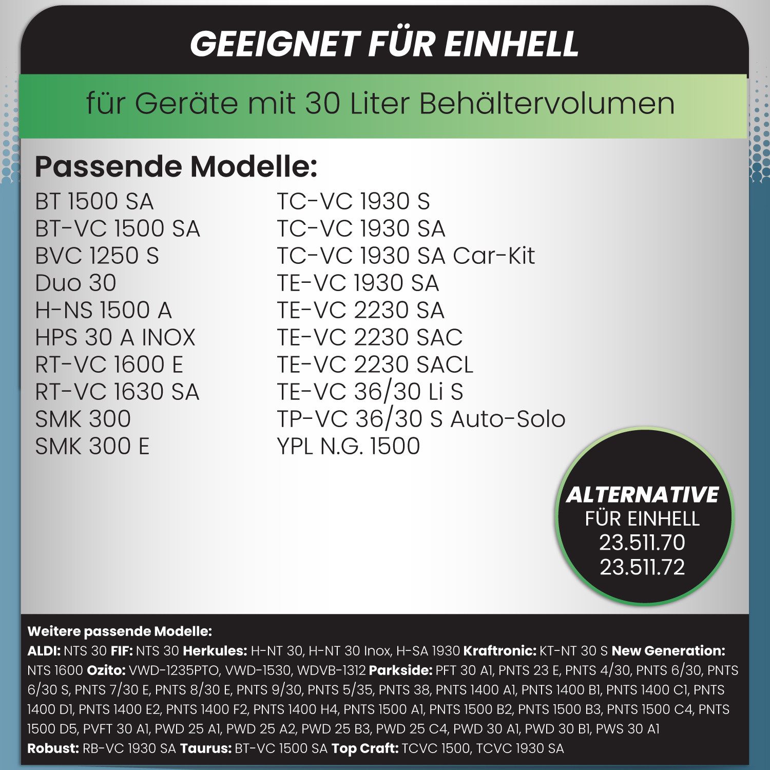 McFilter Staubsaugerbeutel (10 Stück) geeignet für Einhell, passend für ALLE Einhell 30 Liter Nass-Trockensauger, 10 St., Beutel - Typ DSM 39