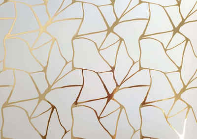 STAR Geschenkpapier, Geschenkpapier Marmor Muster 70cm x 2m Rolle weiß / gold