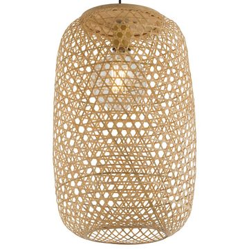 etc-shop Pendelleuchte, Leuchtmittel nicht inklusive, Decken Pendel Lampe Bambus Geflecht Hänge Leuchte Wohn Ess