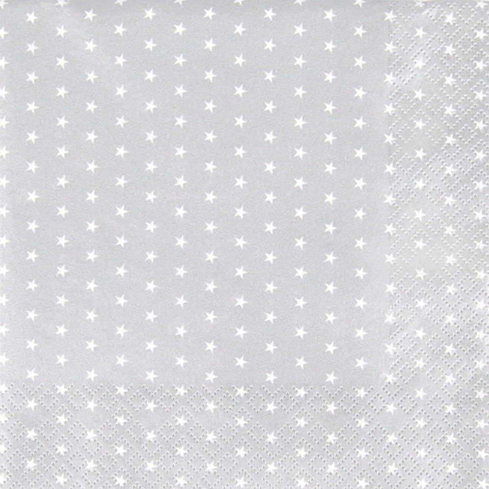 HOME FASHION Papierserviette 20 Servietten Mini Stars silver - Mini Sterne silber 33x33cm, (20 St)