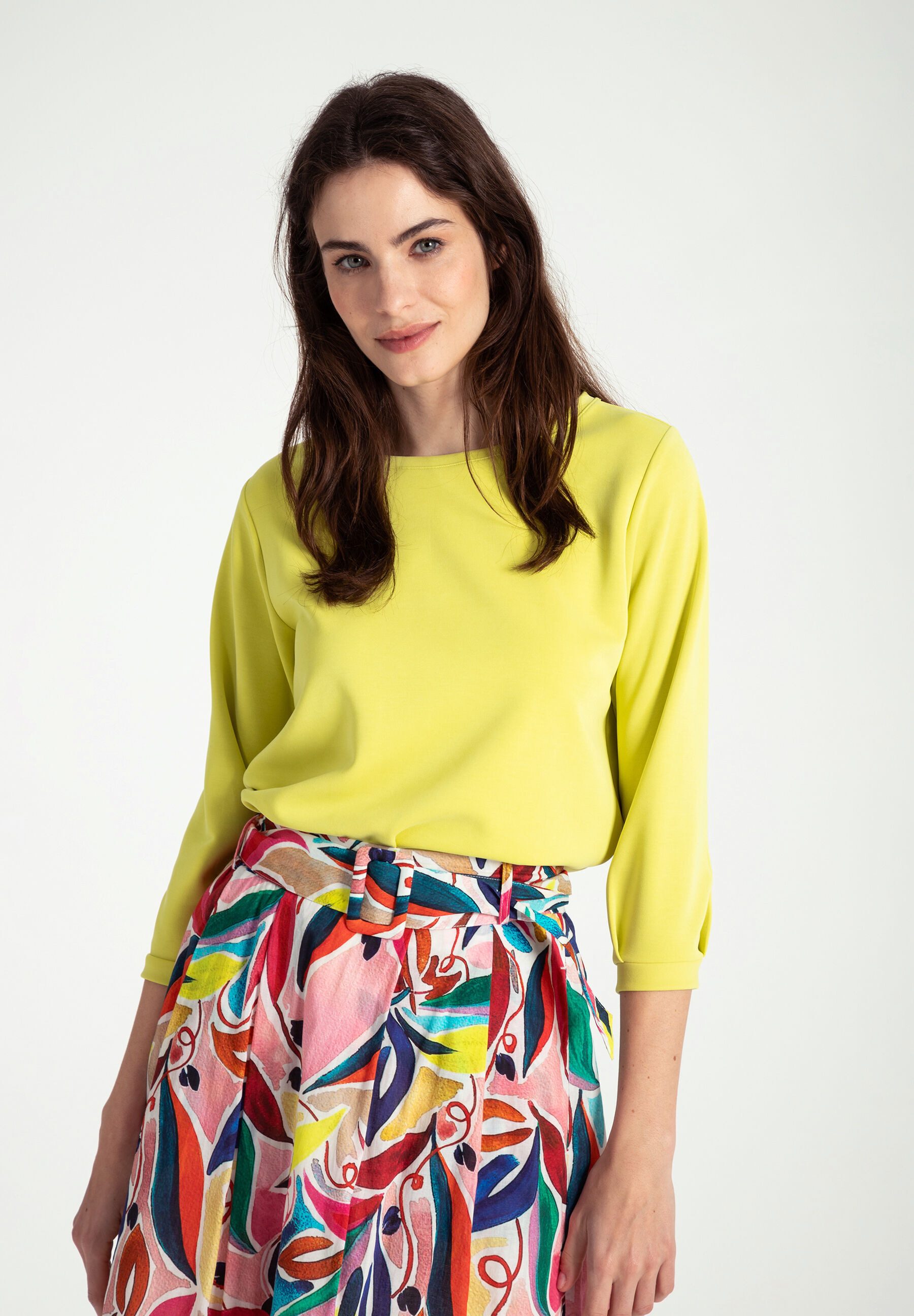 Sweatshirt mit 3/4 Arm, lime yellow, Frühjahrs-Kollektion günstig online kaufen