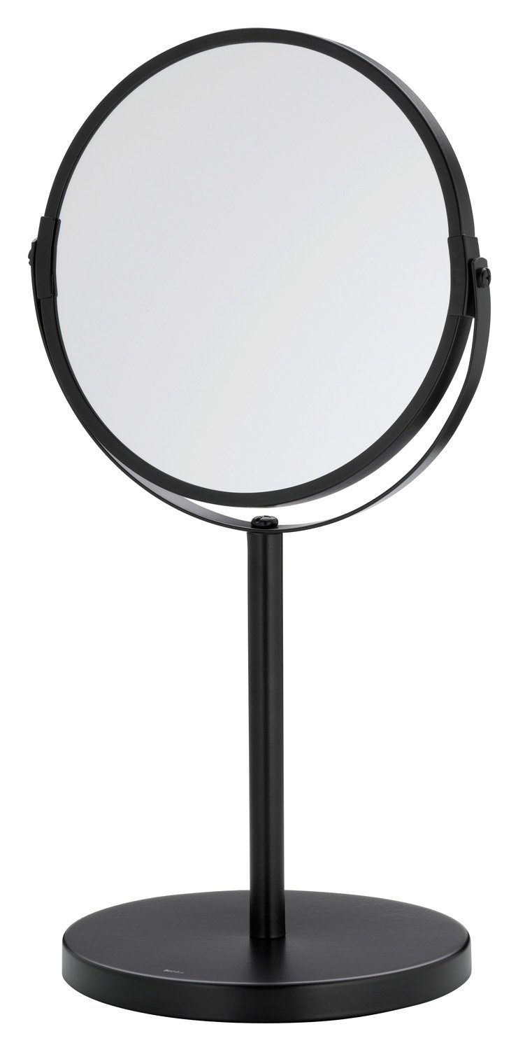 kela Kosmetikspiegel ELIAS, Ø 17 x H 34 cm, Schwarz, Metall, Stehend,  1-fach & 3-fach Vergrößerung