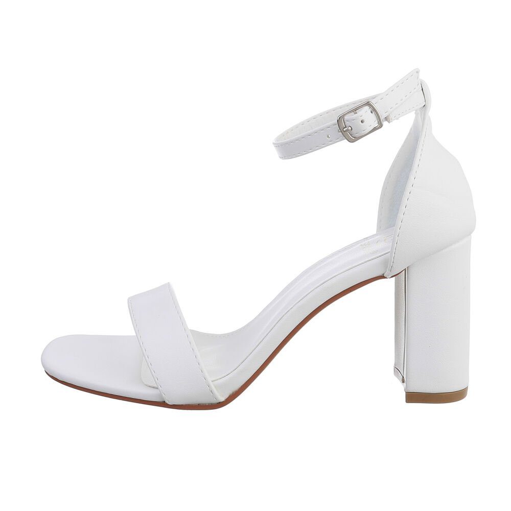 Sandalen Sandaletten Abendschuhe in Damen Blockabsatz & Sandalette Weiß Elegant Ital-Design