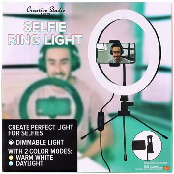Spectrum Ringlicht Ringlicht Selfie 26 cm mit Stativ 650 Lumen dimmbar 2 Color Modes