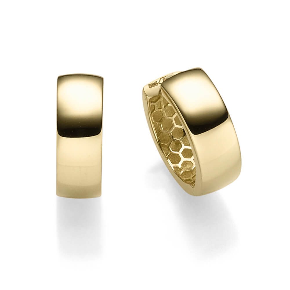 Schmuck Krone Paar Creolen Paar Creolen 5x14,5mm aus 585 Gelbgold glänzend flach, Gold 585