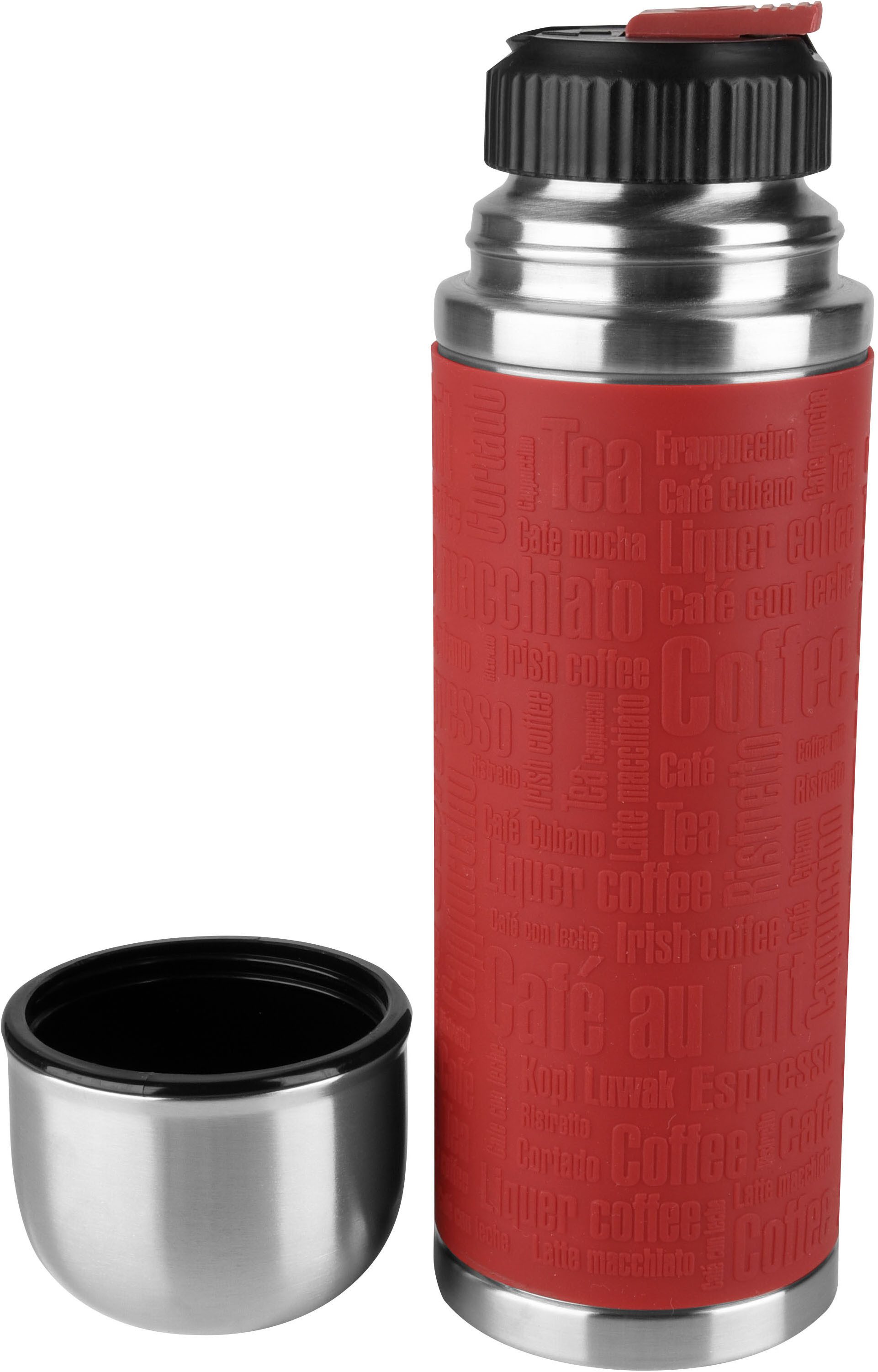 Emsa Thermoflasche Senator Sleeve, Silikonmanschette, Safe Loc Verschluss, dicht, 12h heiß, 24h kalt
