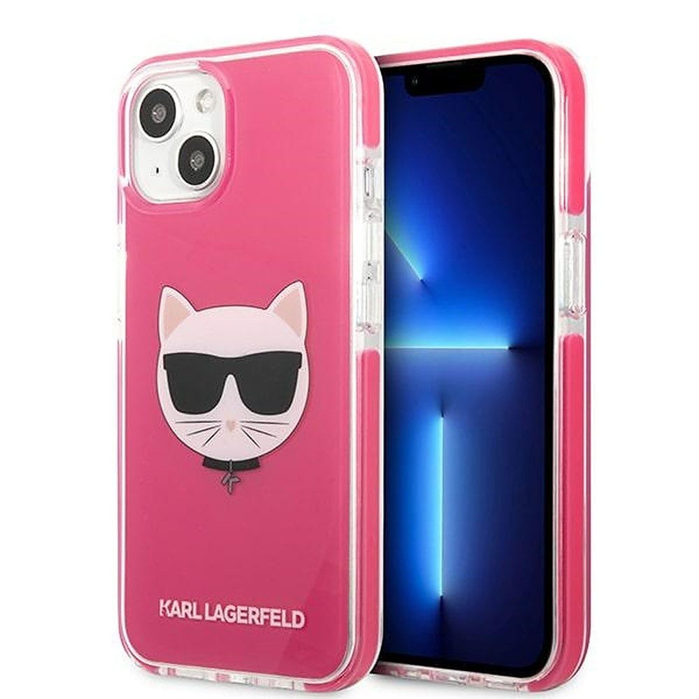 KARL LAGERFELD Handyhülle Katzenmotiv Cover, Katzenmotiv, TPE-Material, knalliges Pink