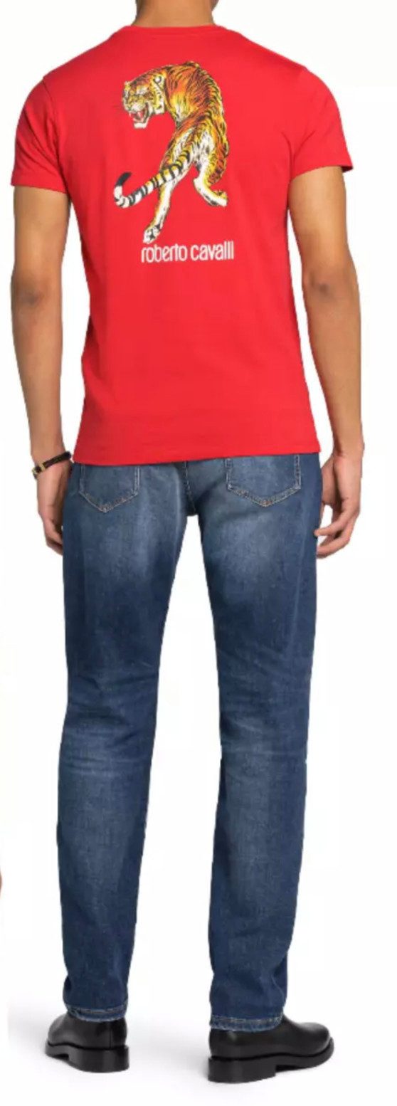 roberto cavalli T-Shirt Firenze Tiger Logo Print Slim Fit RC-Monogramm und Tiger-Print auf der Brust