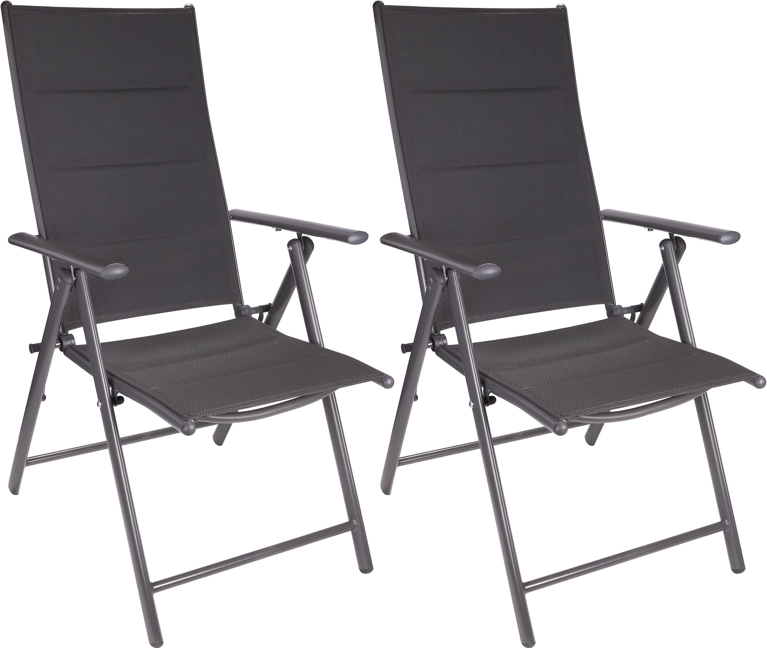 BRUBAKER Gartenstuhl Riva Stuhl mit 7-Fach verstellbarer Rückenlehne (Set, 2 St), Gartenstühle - Faltstühle klappbar - wetterfeste Klappstühle