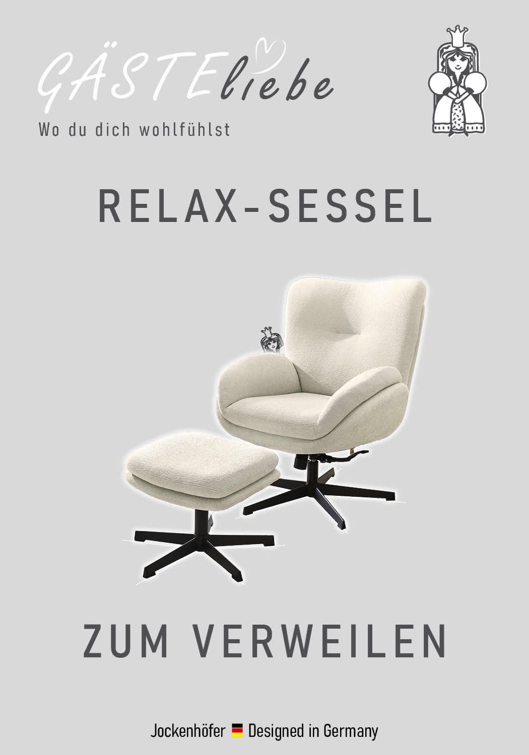 Jockenhöfer Gruppe Relaxsessel Hawaii, B: 76 cm, Sitzhöhe: 48 cm, Set: mit Hocker, 360° Drehfunktion, feststellbare Wipp-Funktion