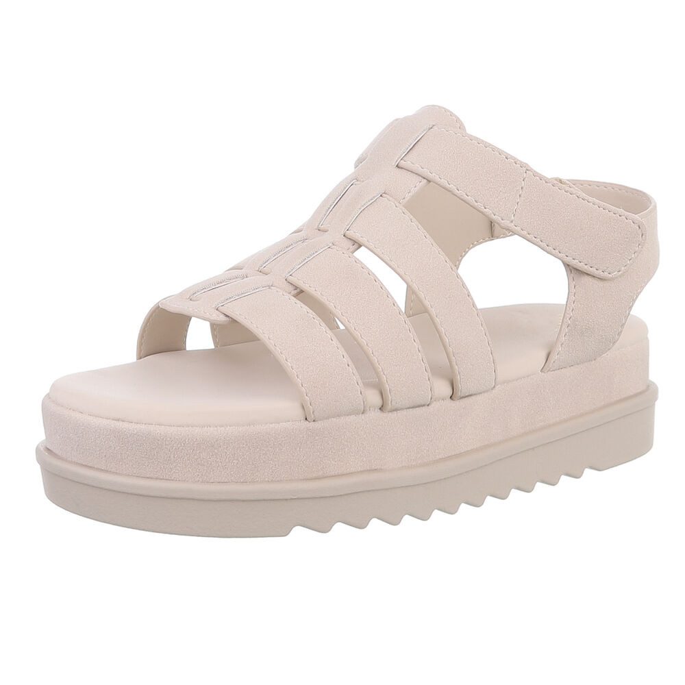 Ital-Design Moderne Plateausandalen mit geflochtenen Riemen für Damen Plateausandaletten (89368512) Flach Plateausandaletten in Beige