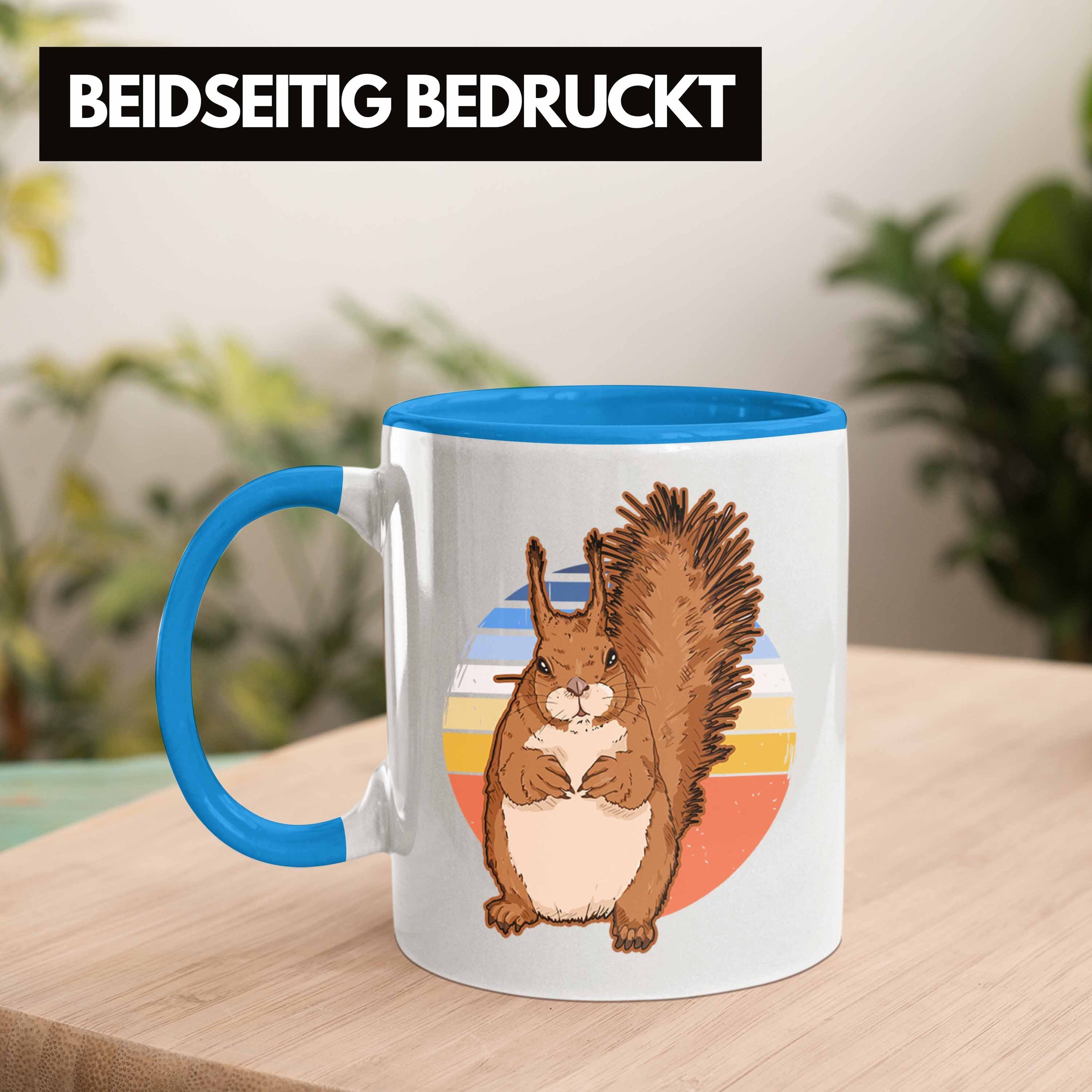 Trendation Tasse Lustige Trendation Grafik - Eichhörnchen Blau Tasse Eichhörnchen Geschenk Liebhaber Tasse Vintage für Geschenkidee