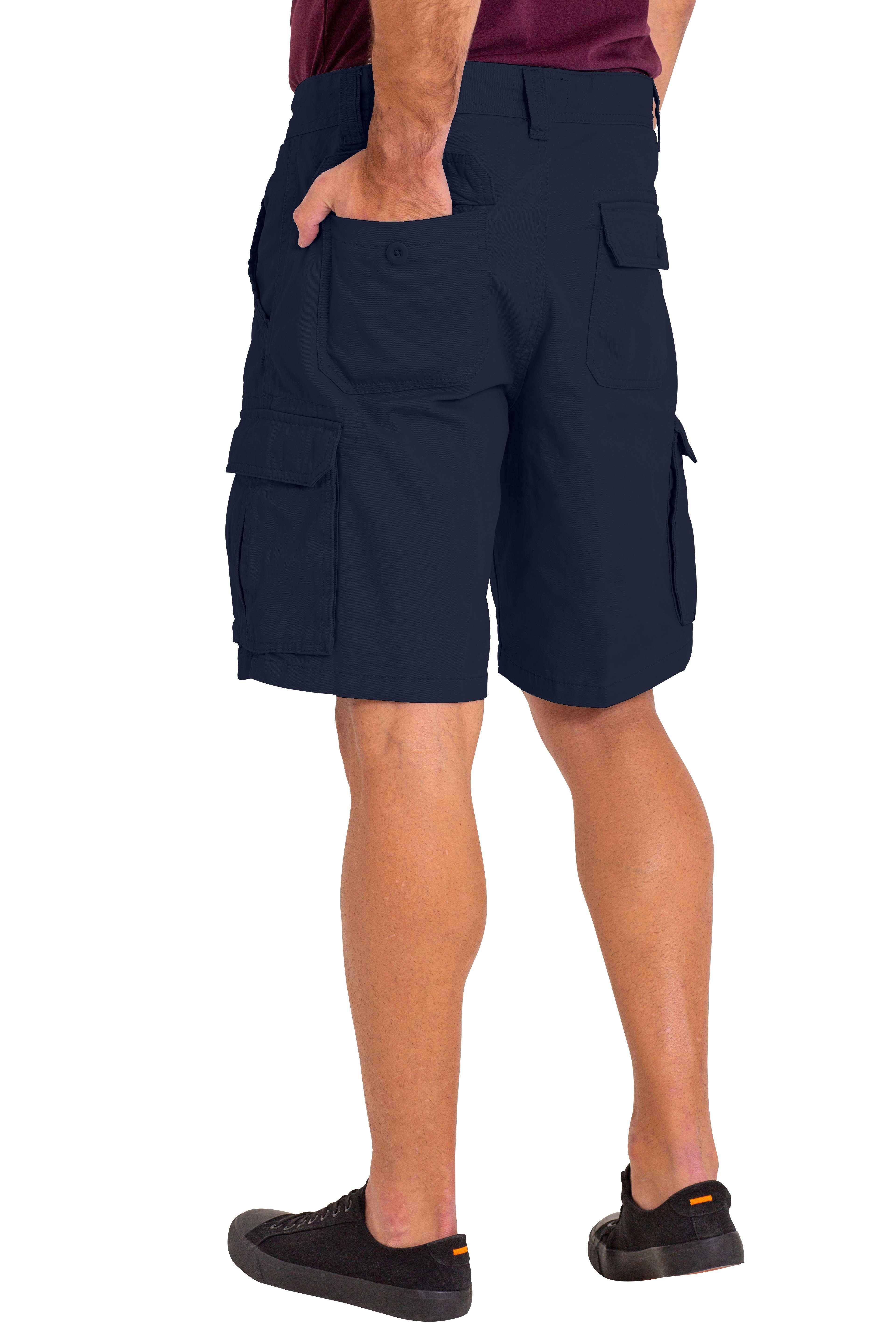 Cargo Herren Cargoshorts 6 Taschen 100% Premium Sommer BlauerHafen Navy Baumwolle Halbhose Shorts