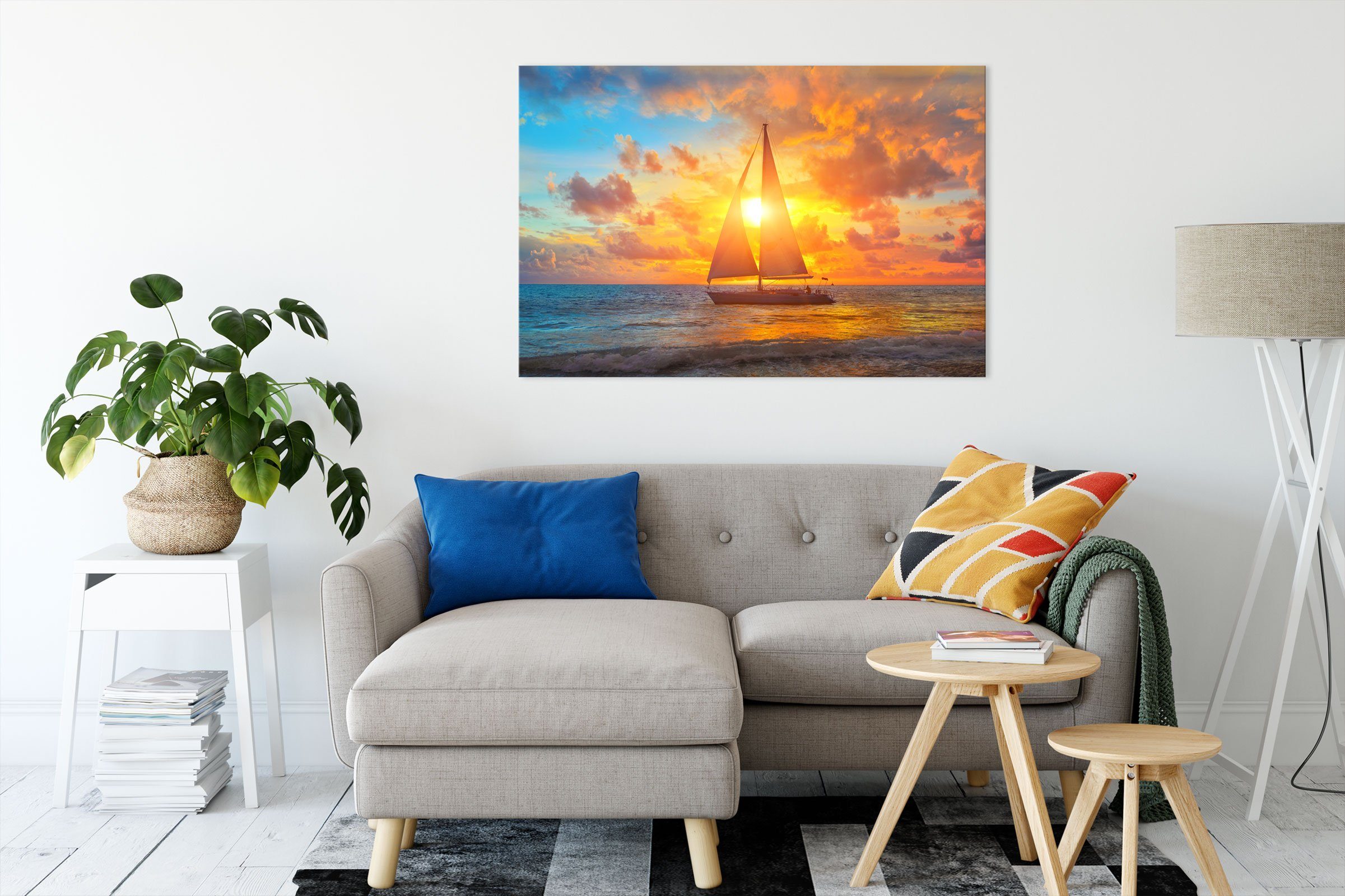 Pixxprint Leinwandbild Segelboot nahgelegen der Küste, günstig online kaufen