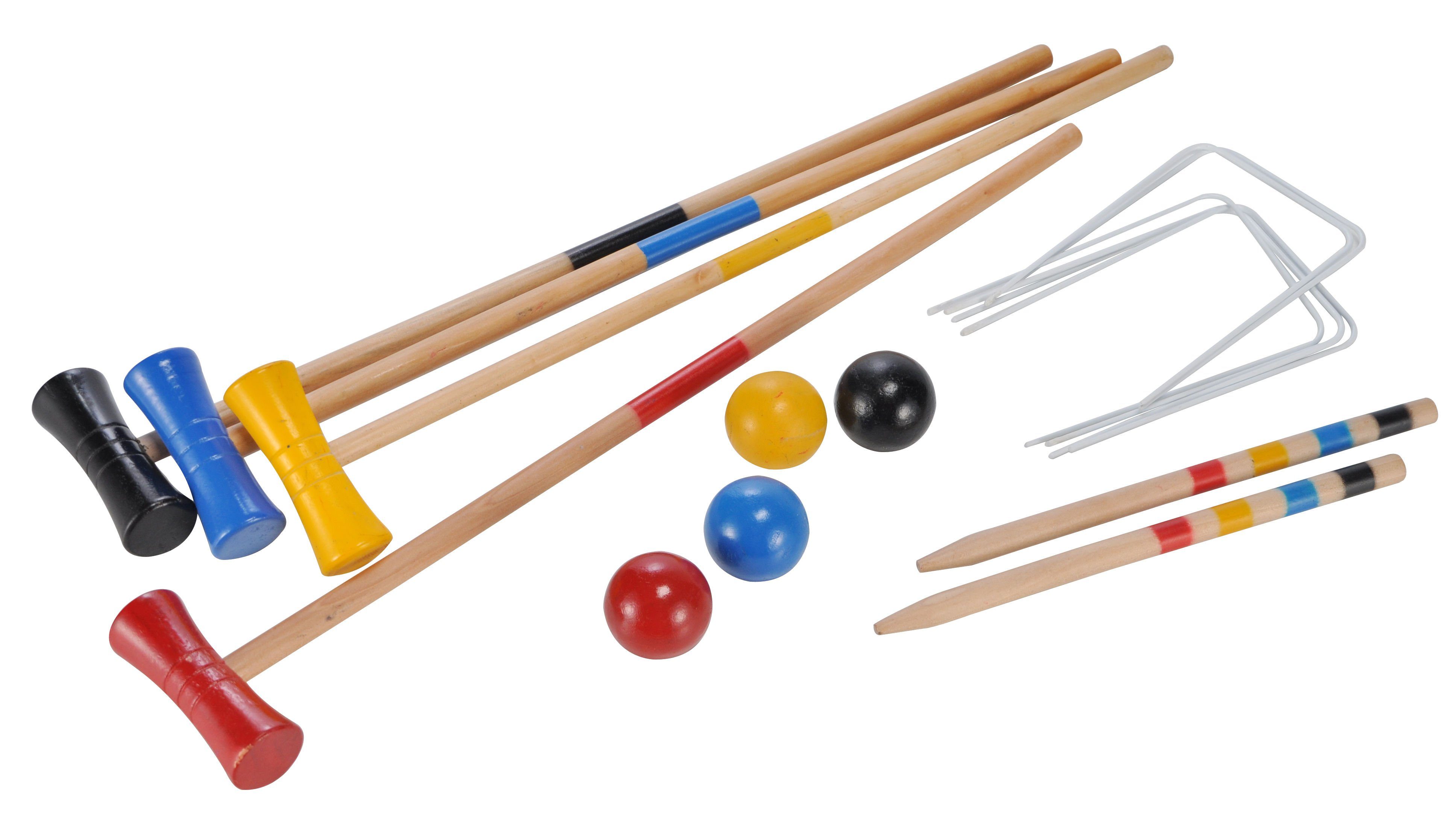 Spetebo Spiel Crocket Spiel aus Holz für 4 Spieler - Erwachsene, Geschicklichkeitsspiel, Krocketspiel Komplettset Outdoor Garten Spiel